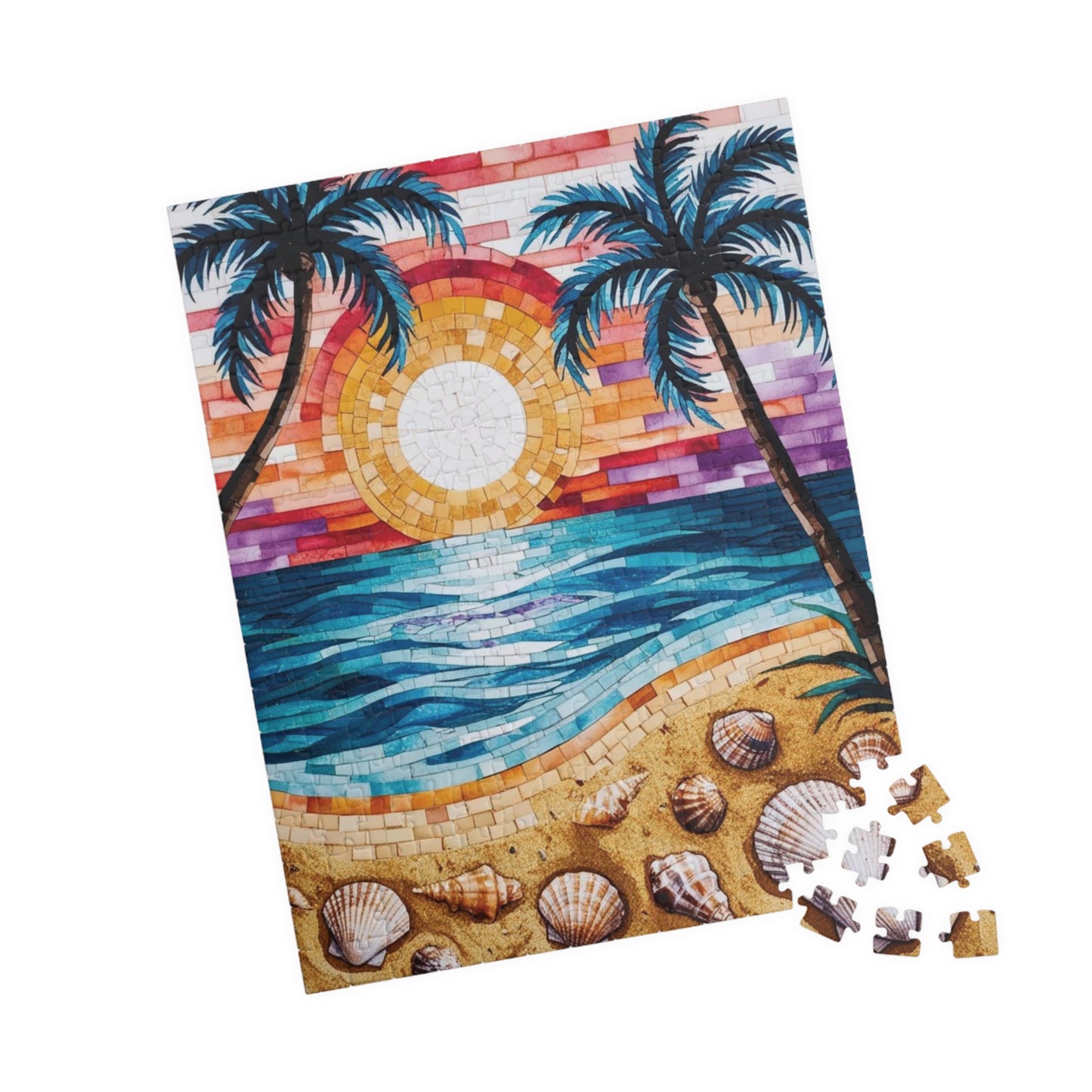 Tropical Beach Mosaic Jigsaw Puzzle, Relaxing Beach Scene, Vacation Family Game, Mindfulness Activity, Family Fun, Beach Lover Gifted Puzzle Puzzle The Puzzle Chest
