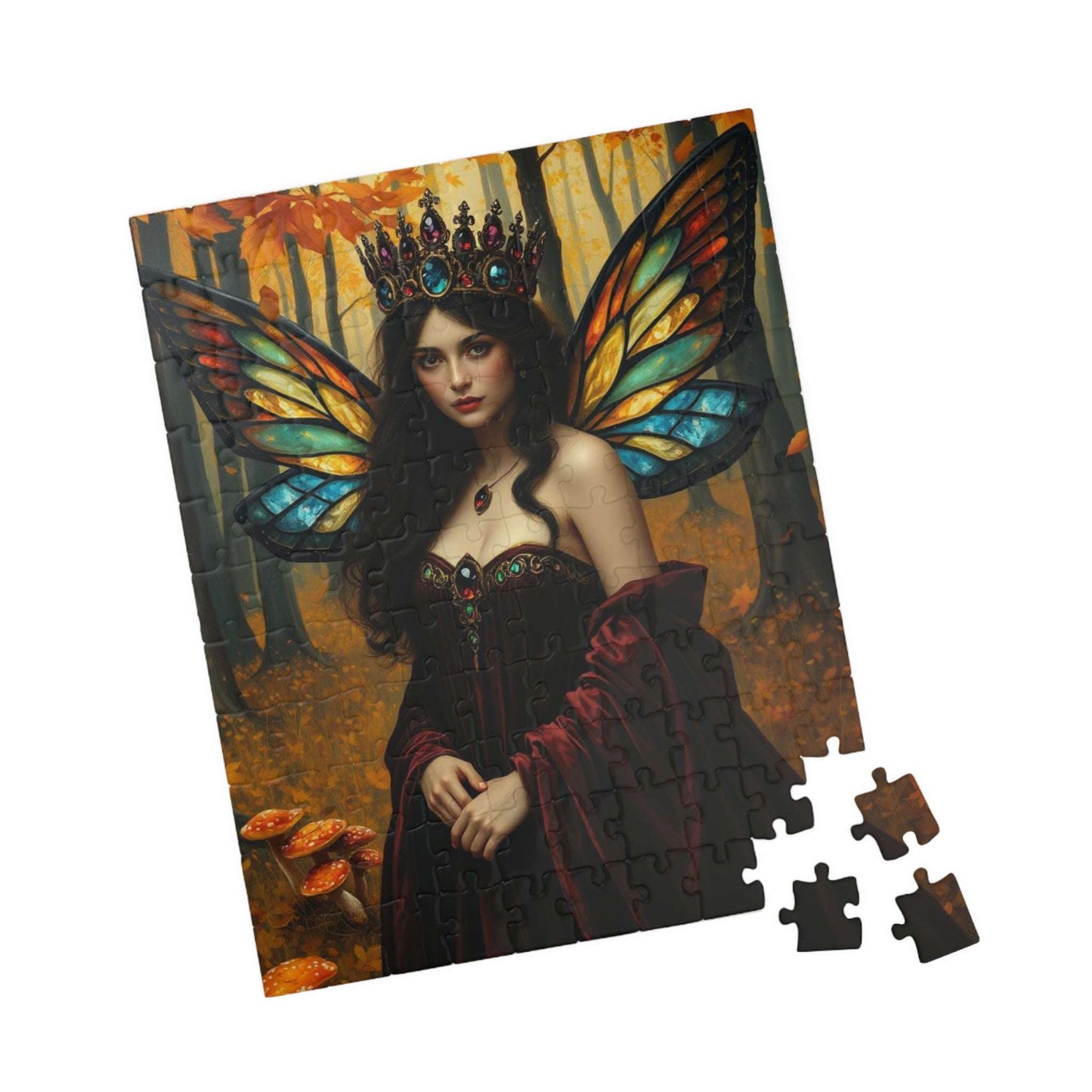 Autumn Crown Fairy Queen Jigsaw Puzzle - Enchanting Artwork, Family Fun, Fantasy Gift for Puzzle Lover, Unique Decor, Mindfulness Activity