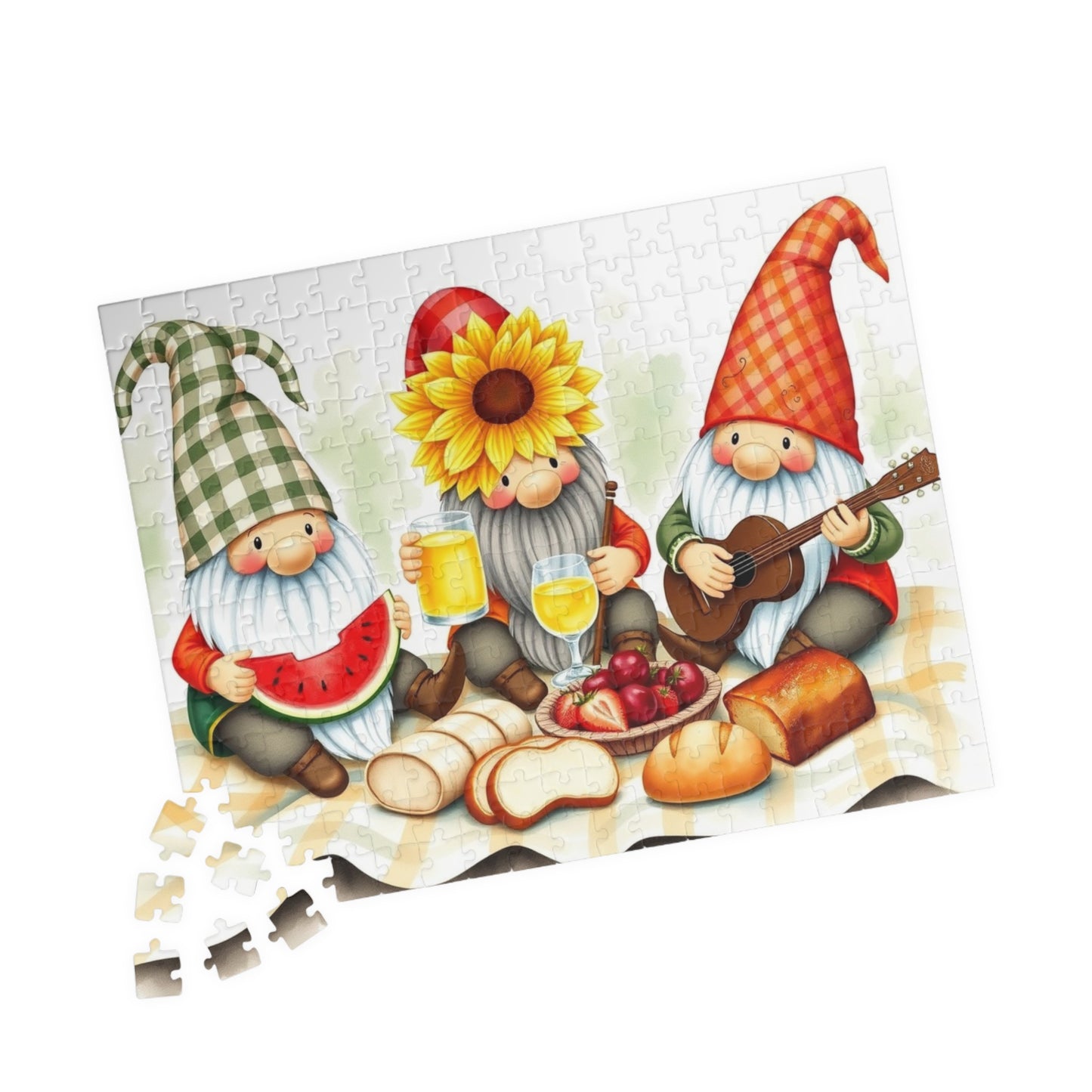 Gnome Picnic Puzzle - Summer Theme Jigsaw Game 252 pcs (Horizontal) Puzzle The Puzzle Chest