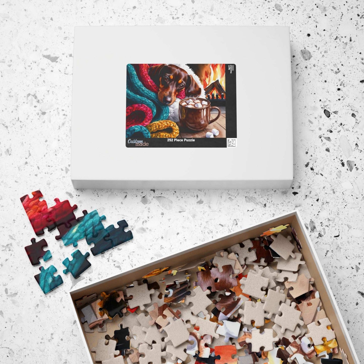Cozy Winter Dachshund Puzzle - Dog by Fireplace Jigsaw Game, Holiday Family Fun, Mindful Gift for Animal Lovers, Indoor Activity Puzzle The Puzzle Chest