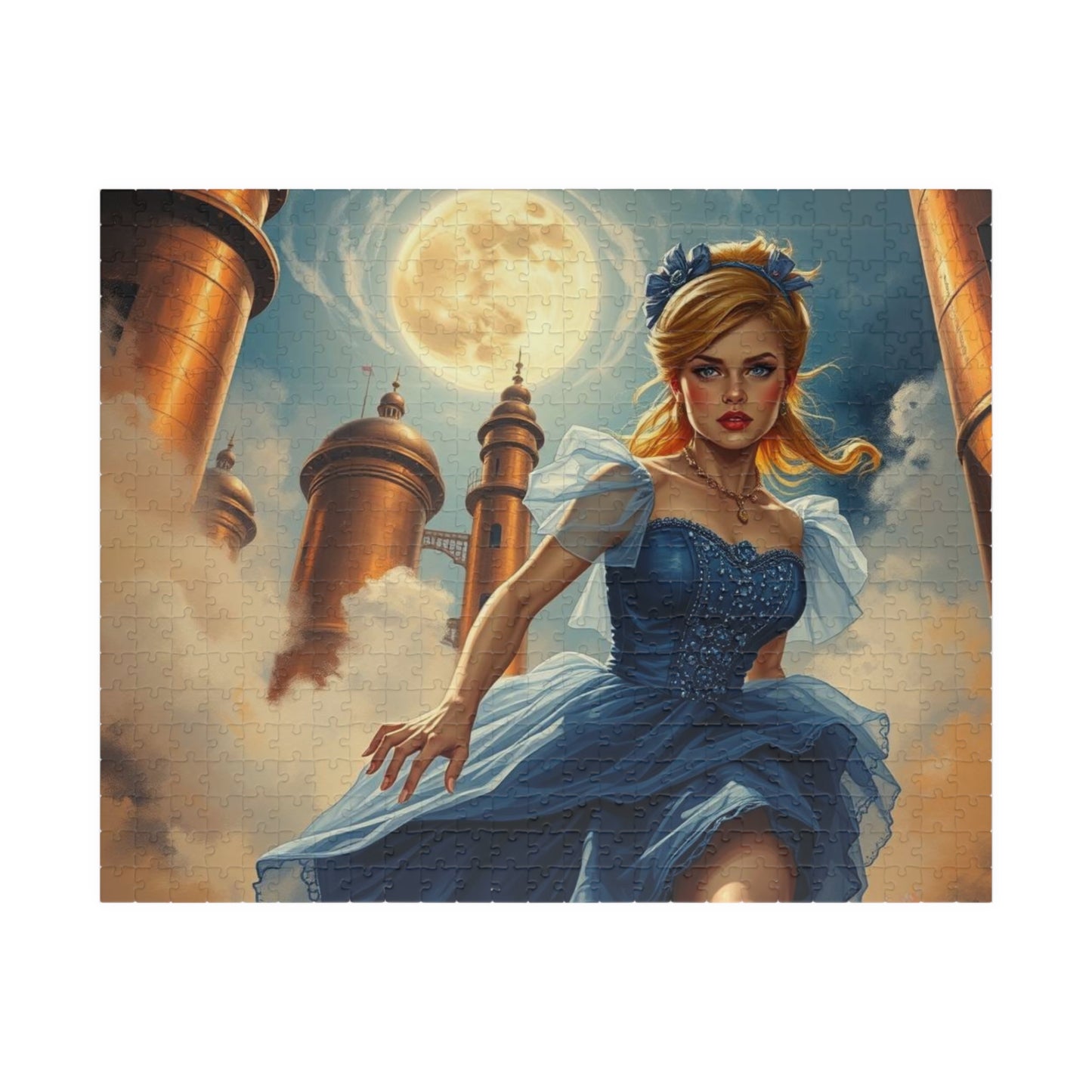 Cinderella at Midnight Jigsaw Puzzle, Whimsical Steampunk Puzzle, Vintage Fantasy Princess Puzzle, Dreamy Steampunk Art Print Gift for Adult 520 pcs (Horizontal) Puzzle The Puzzle Chest