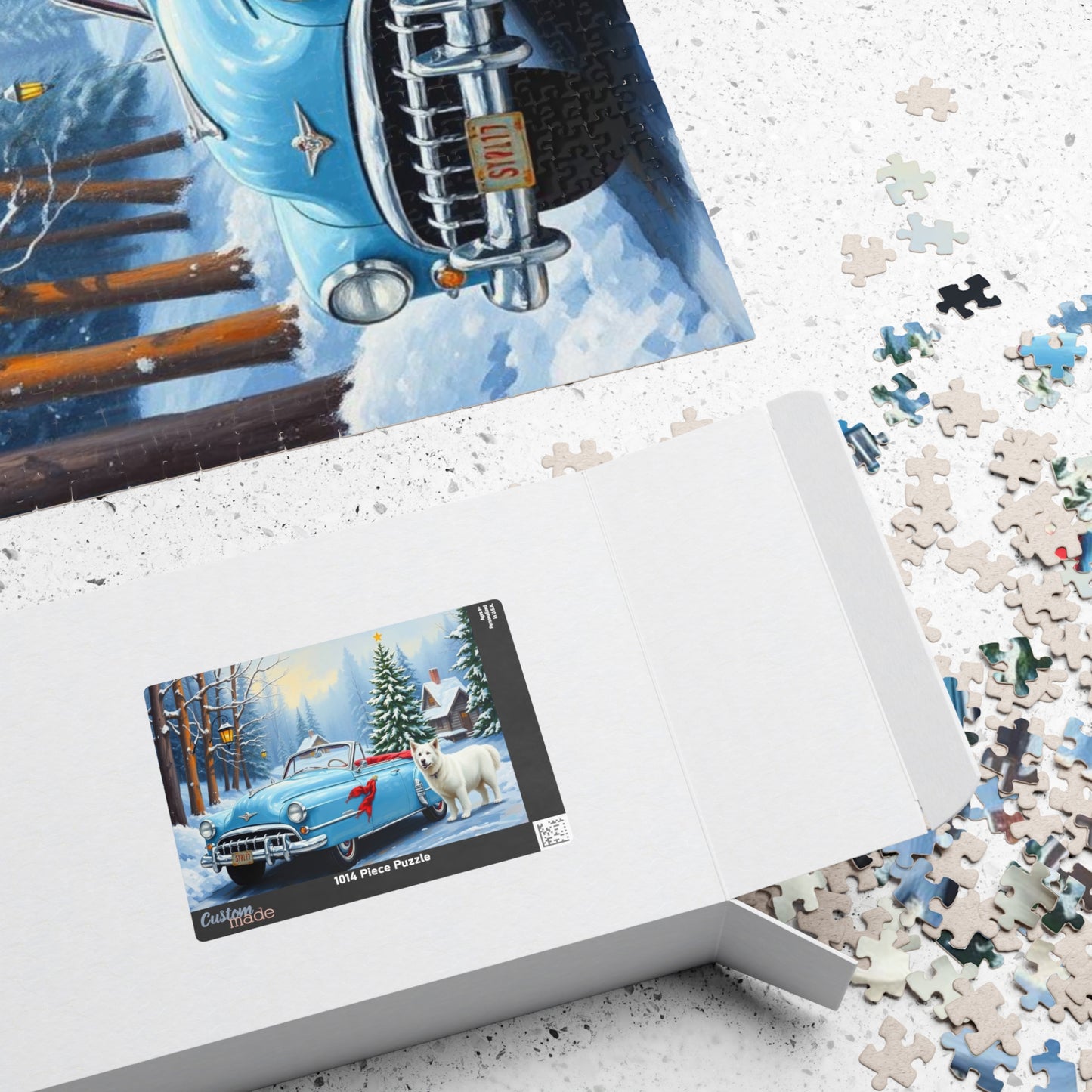 Evergreen Lane Jigsaw Puzzle - Vintage Car and Dog Scene, Holiday Gift for Friends, Family Activity, Christmas Cozy Indoor Fun Art Piece Puzzle The Puzzle Chest