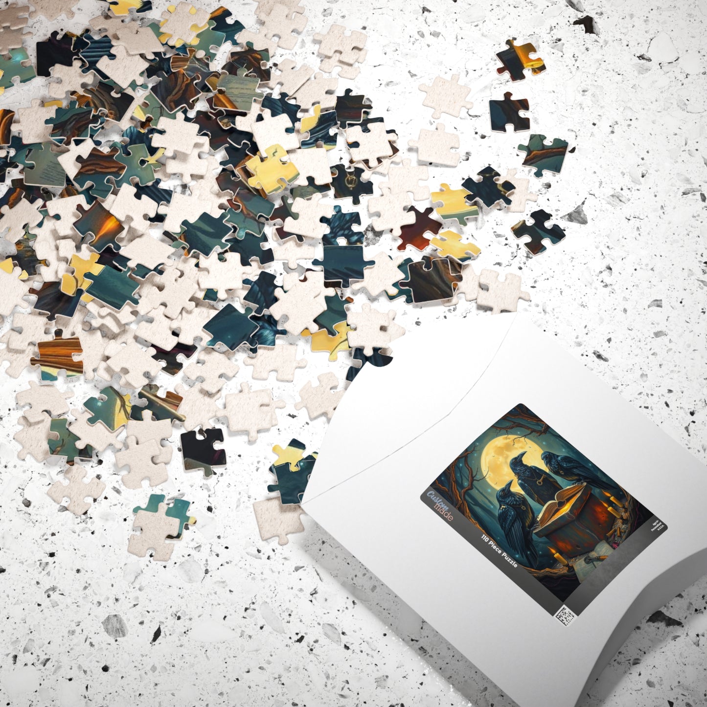 Ravens Court Jigsaw Puzzle for Adult Gothic Art Puzzle Lover, Mystical Dark Fantasy Game, Halloween Gift for Friend, Mindful Brain Teaser