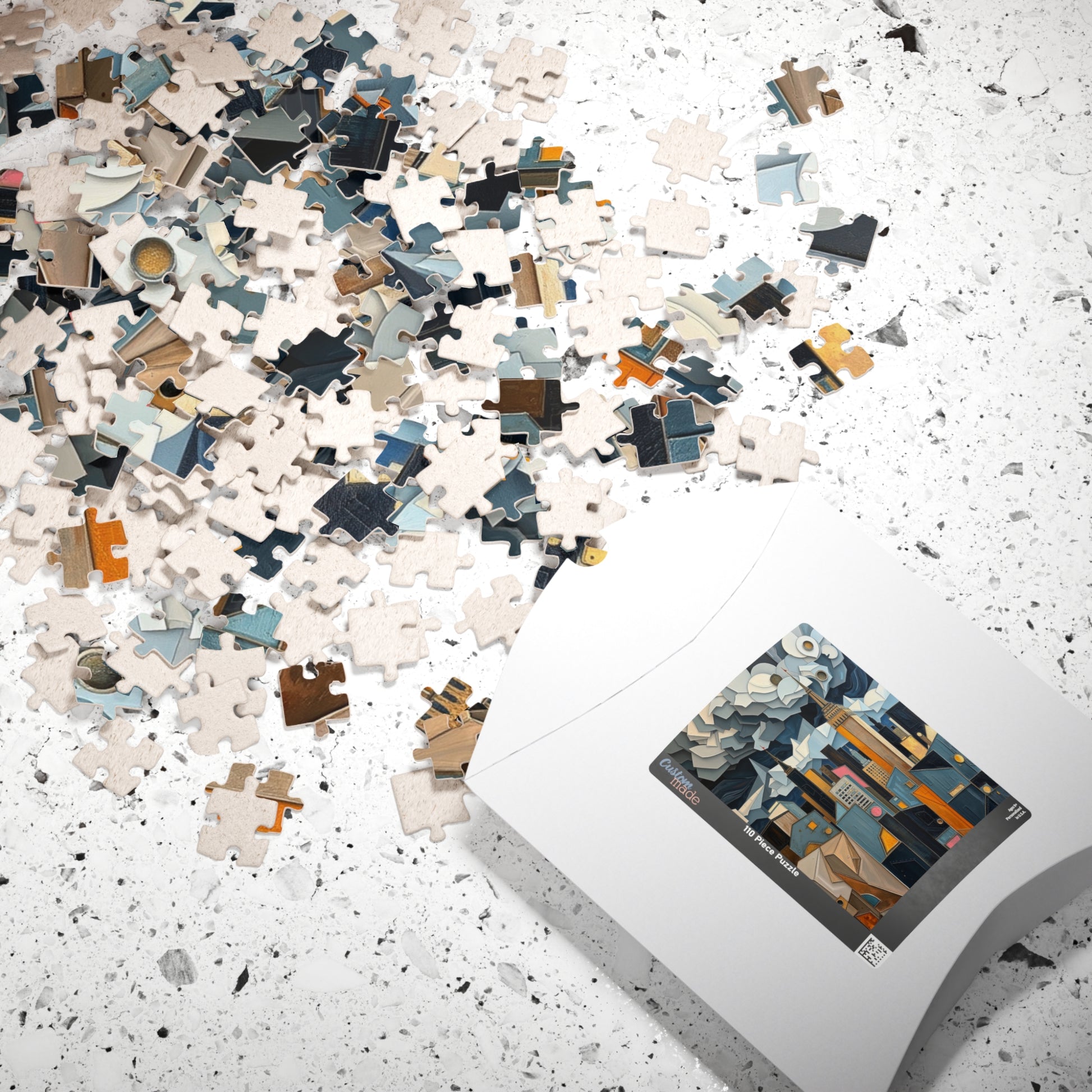 Abstract Cityscape Jigsaw Puzzle - Metallic and Pastel Geometric Shapes Pattern Puzzle The Puzzle Chest