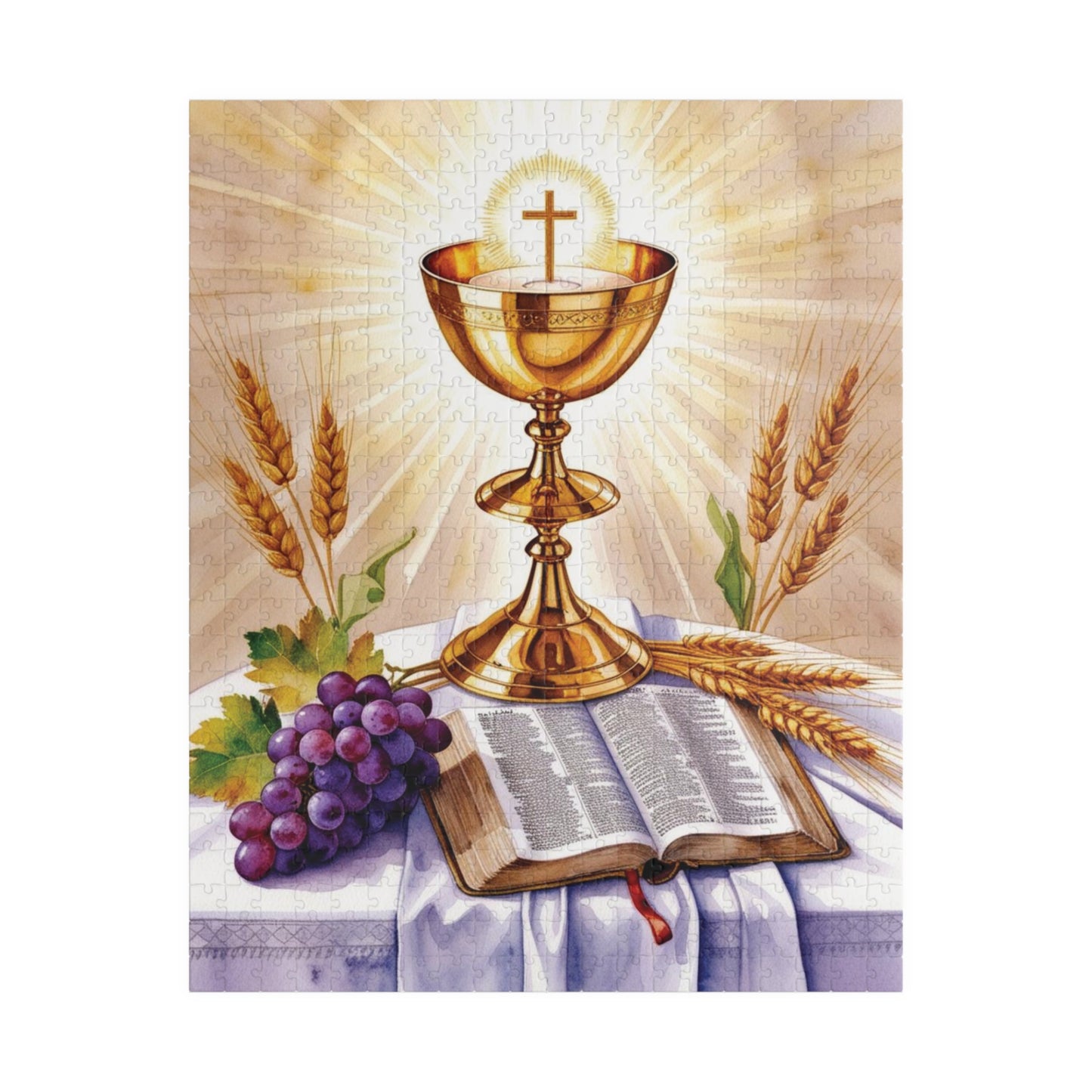 Faith Based Jigsaw Puzzle Gifted, Christian Golden Chalice Inspirational Home Decor, Religious Gift, Mindfulness Activity for Puzzle Lover 520 pcs (Vertical) Puzzle The Puzzle Chest
