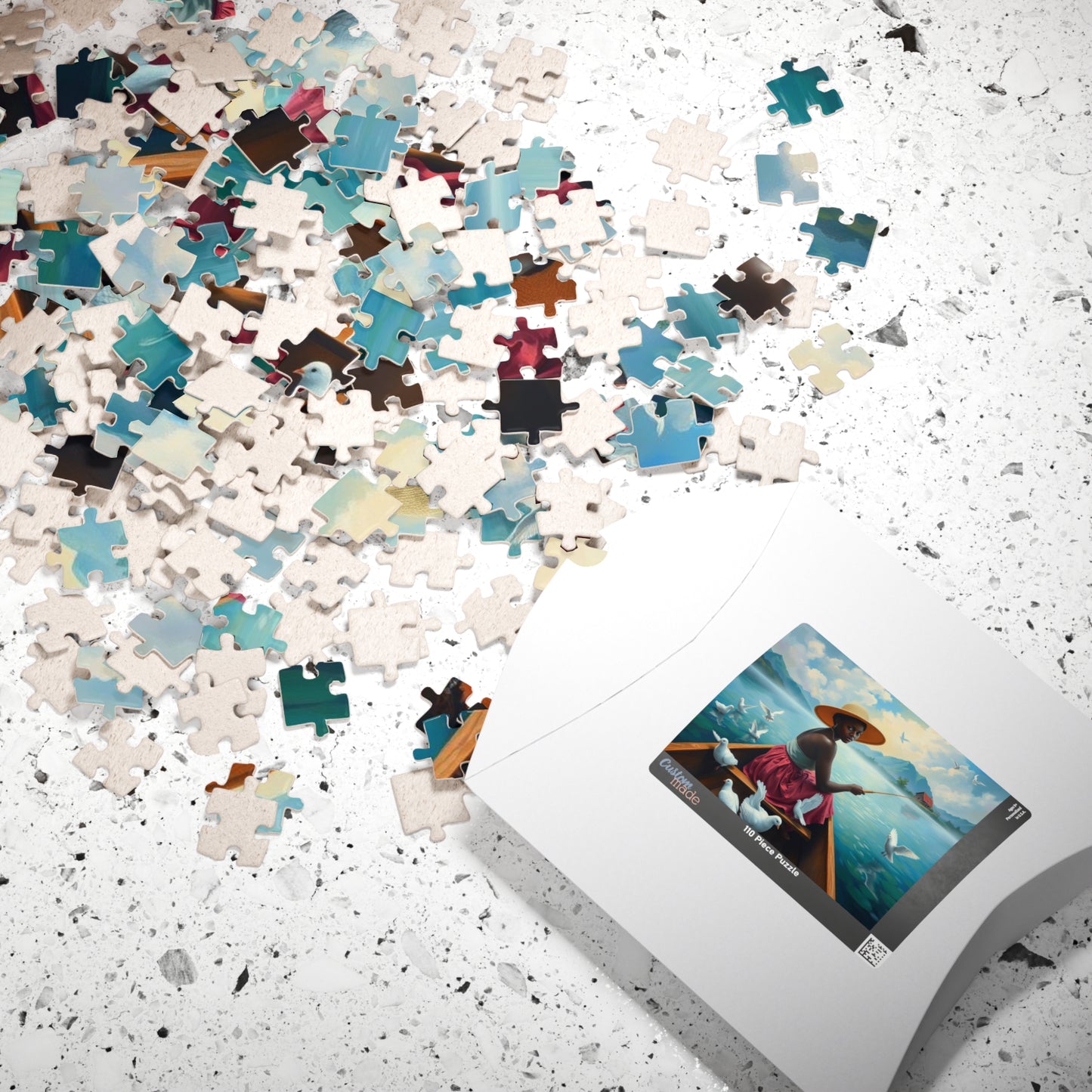 Serene Fishing Jigsaw Puzzle, African American Woman Black Artwork, Creative Gift for Friend, Family Activity Solo Fun, Home Entertainment Puzzle The Puzzle Chest