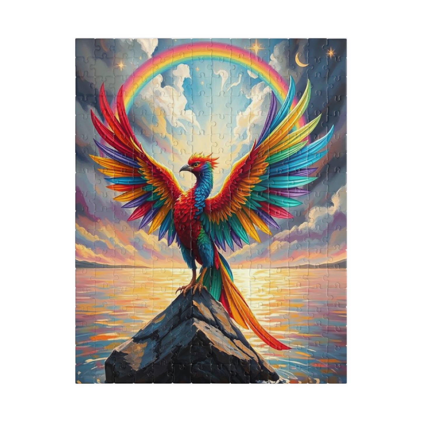 Rise in Rainbow Flame Jigsaw Puzzle, Colorful Phoenix Puzzle, Firebird Puzzle, LGBTQ Gift for Adult Pride Month Birthday Holiday Fun 252 pcs (Vertical) Puzzle The Puzzle Chest