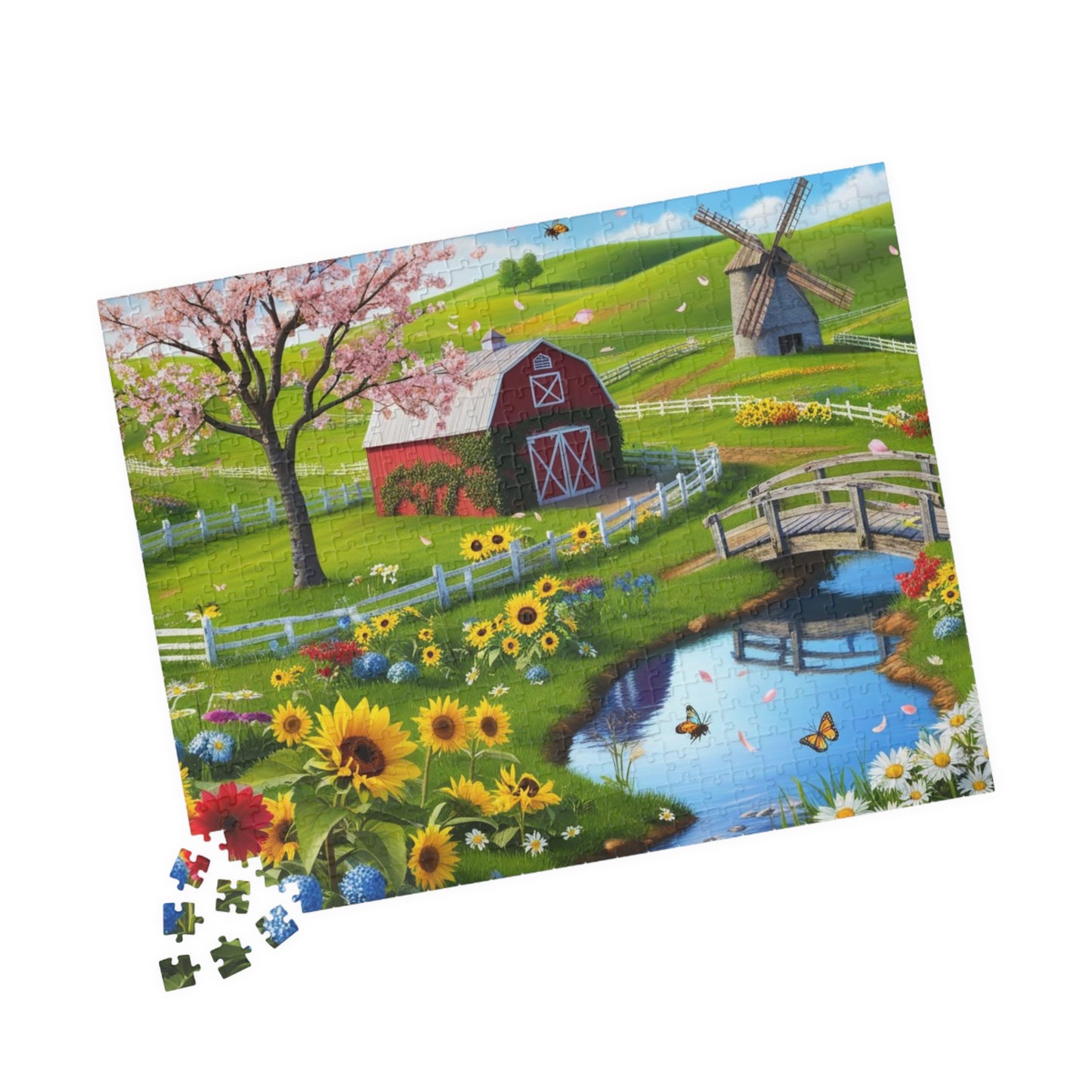 Spring Farm Puzzle, Scenic Landscape Farmhouse Jigsaw Game 110-1014 Pieces, Nature Lover Gift, Family Activity, Creative Hobby Puzzle The Puzzle Chest