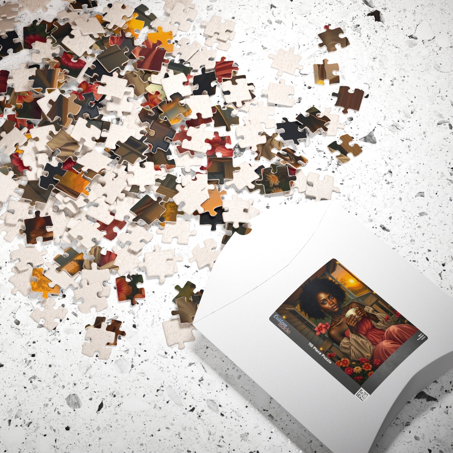 Tranquil Moment Black Art Jigsaw Puzzle, Afrocentric Artwork, Beautiful Black Woman with Coffee, African American Gift Puzzle Lover Hobbyist Puzzle The Puzzle Chest