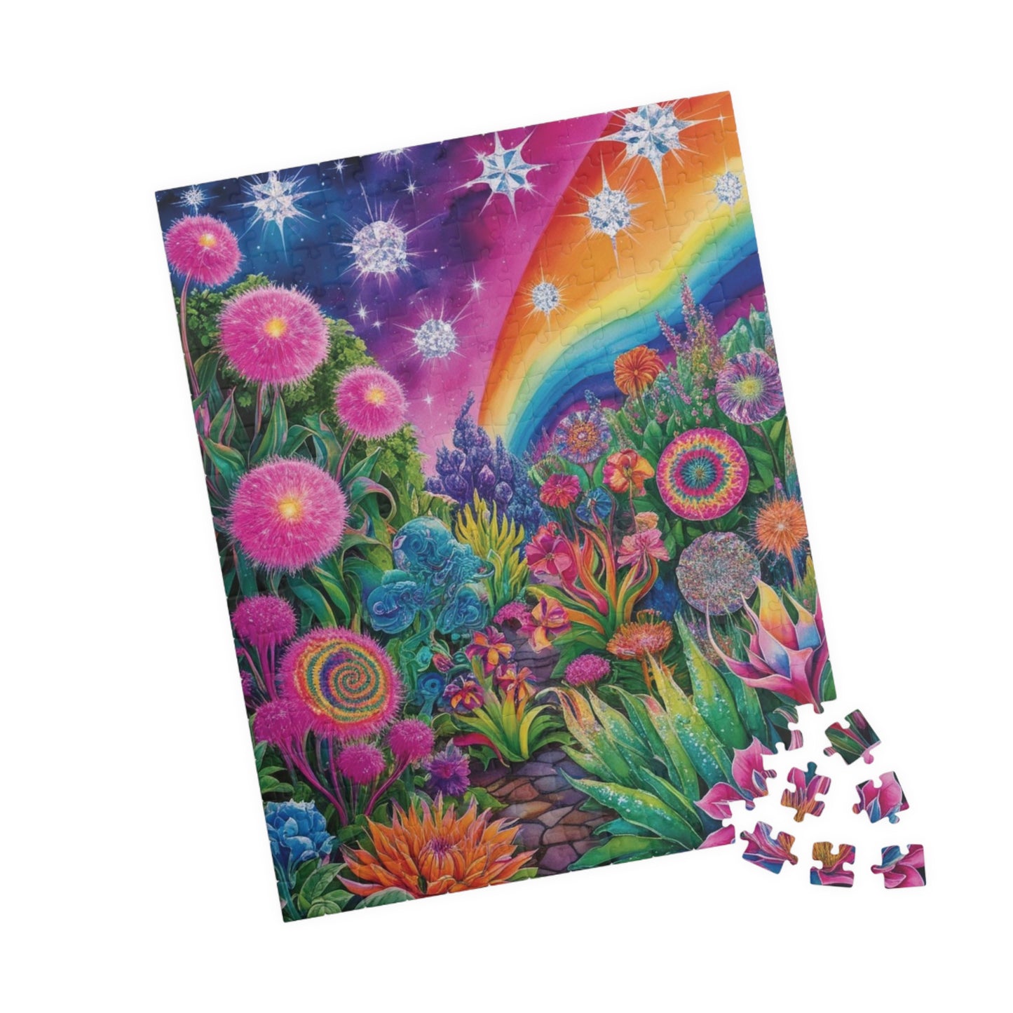 Trippy Flower Puzzle, Dreamy Floral Glowing Garden Theme Jigsaw Game, Challenging Hobby for Adults and Teens, Relaxing Activity, Unique Gift Puzzle The Puzzle Chest