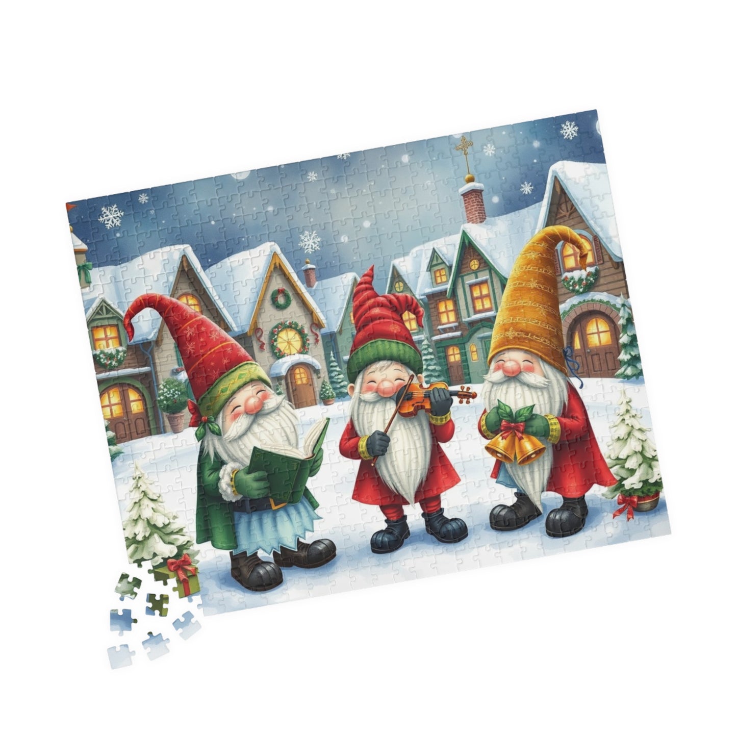 Christmas Caroler Gnome Puzzle - Holiday Theme Mythical Jigsaw Game Puzzle The Puzzle Chest