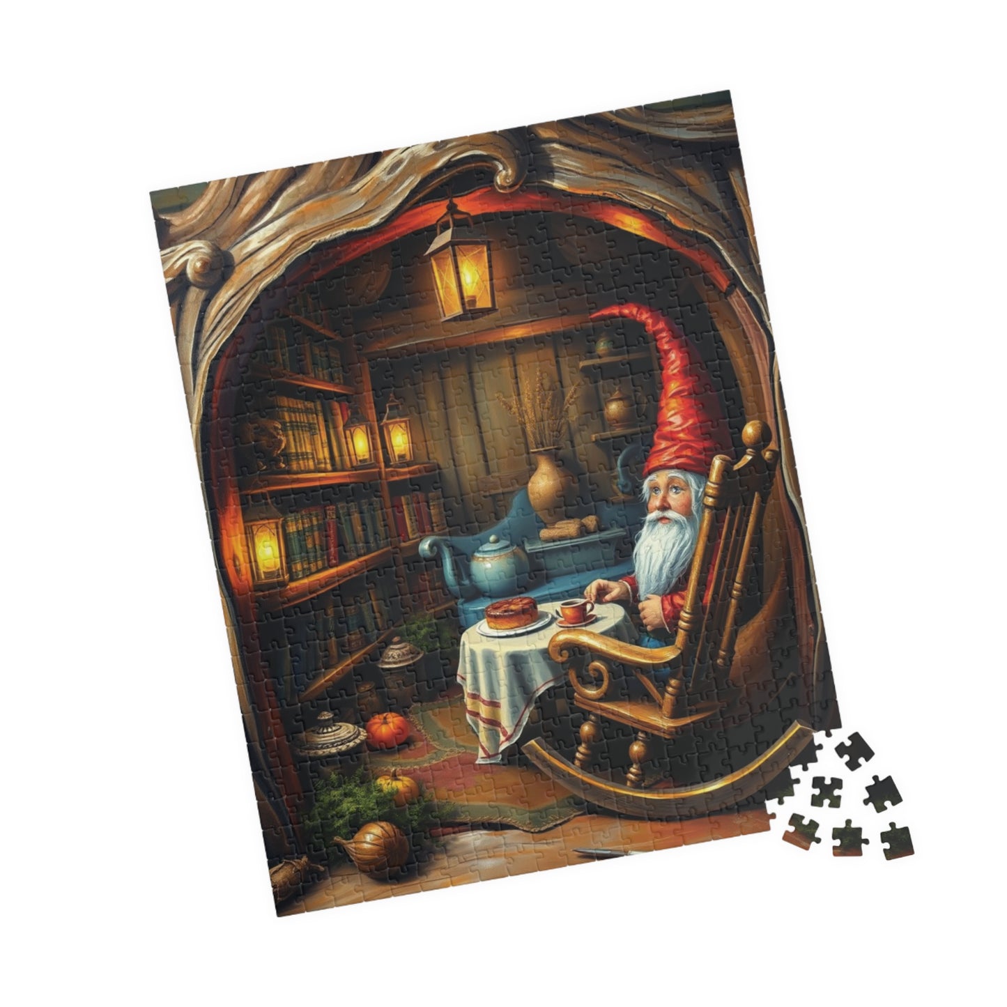 Gnome Home Inside Oak Trunk Jigsaw Puzzle, Fantasy Puzzle (110, 252, 520, 1014-Piece), Family Activity, Relaxing Hobby, Puzzle Lover Gift Puzzle The Puzzle Chest