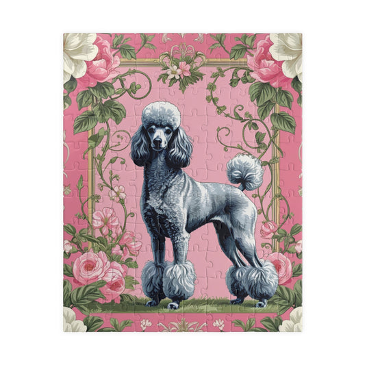 Vintage Poodle Jigsaw Puzzle, Floral Animal Design, Gift for Puzzle Enthusiasts and Dog Lovers, Mental Exercise for Senior Adults 110 pcs (Vertical) Puzzle The Puzzle Chest