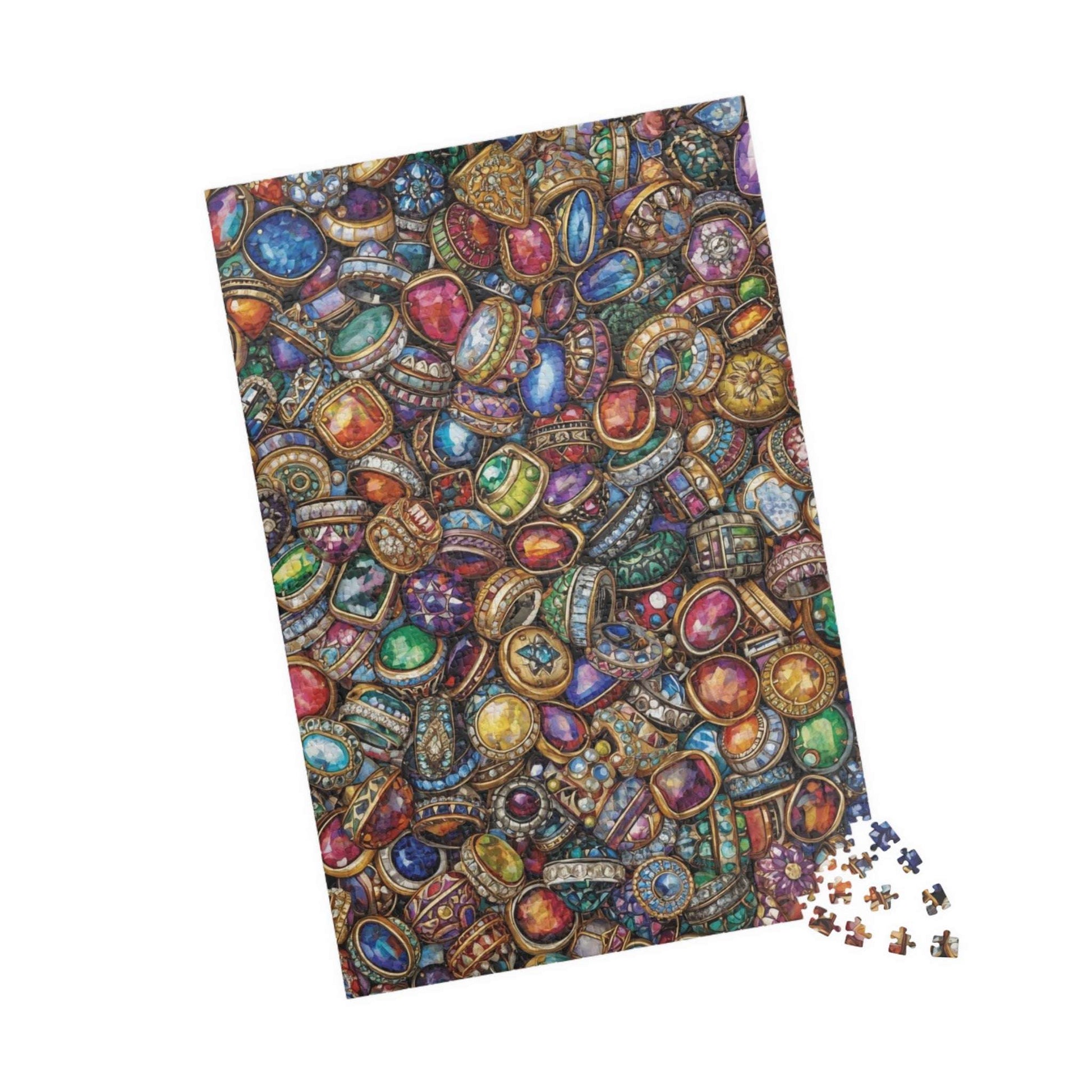 Sparkling Rings Collage Jigsaw Puzzle – Overlapping Gemstone Jewelry 1014 pcs (Vertical) Puzzle The Puzzle Chest