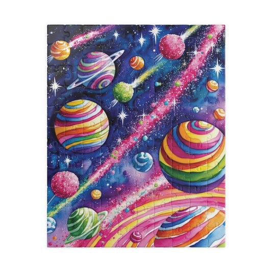 Puzzle, Candy Cosmos Trippy 110, 252, 520, 1014-piece - Swirling Candy Planets, Relaxing Jigsaw, Unique Space Gift, Mindful Activity, Fun 110 pcs (Vertical) Puzzle The Puzzle Chest