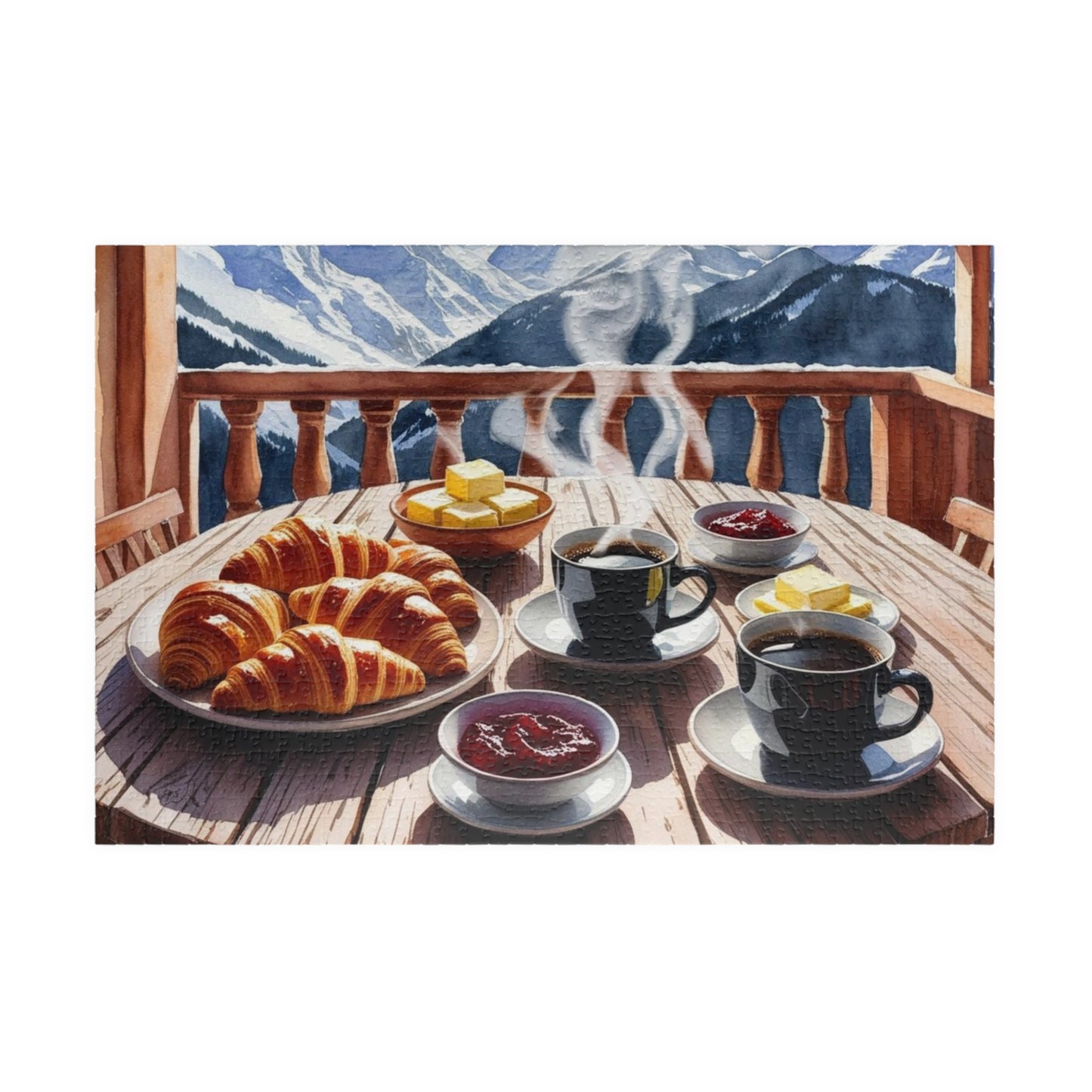 Rustic Breakfast Jigsaw Puzzle for Adults, Mountain View Indoor Activity Tabletop Game, Scenic Nature Lover Puzzle Gift for Friends 1014 pcs (Horizontal) Puzzle The Puzzle Chest