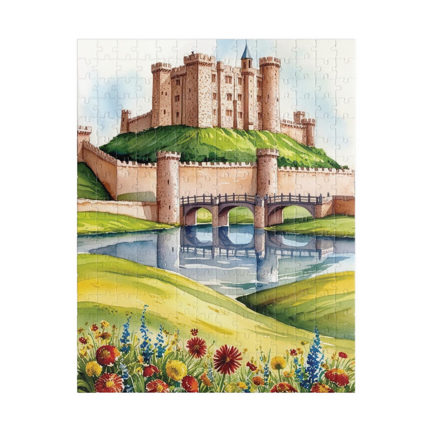 Enchanted Castle Landscape Jigsaw Puzzle, Rolling Hills and Fairytale Fortress, Ideal Gift for Medieval Art Enthusiast, Staycation Activity 252 pcs (Vertical) Puzzle The Puzzle Chest