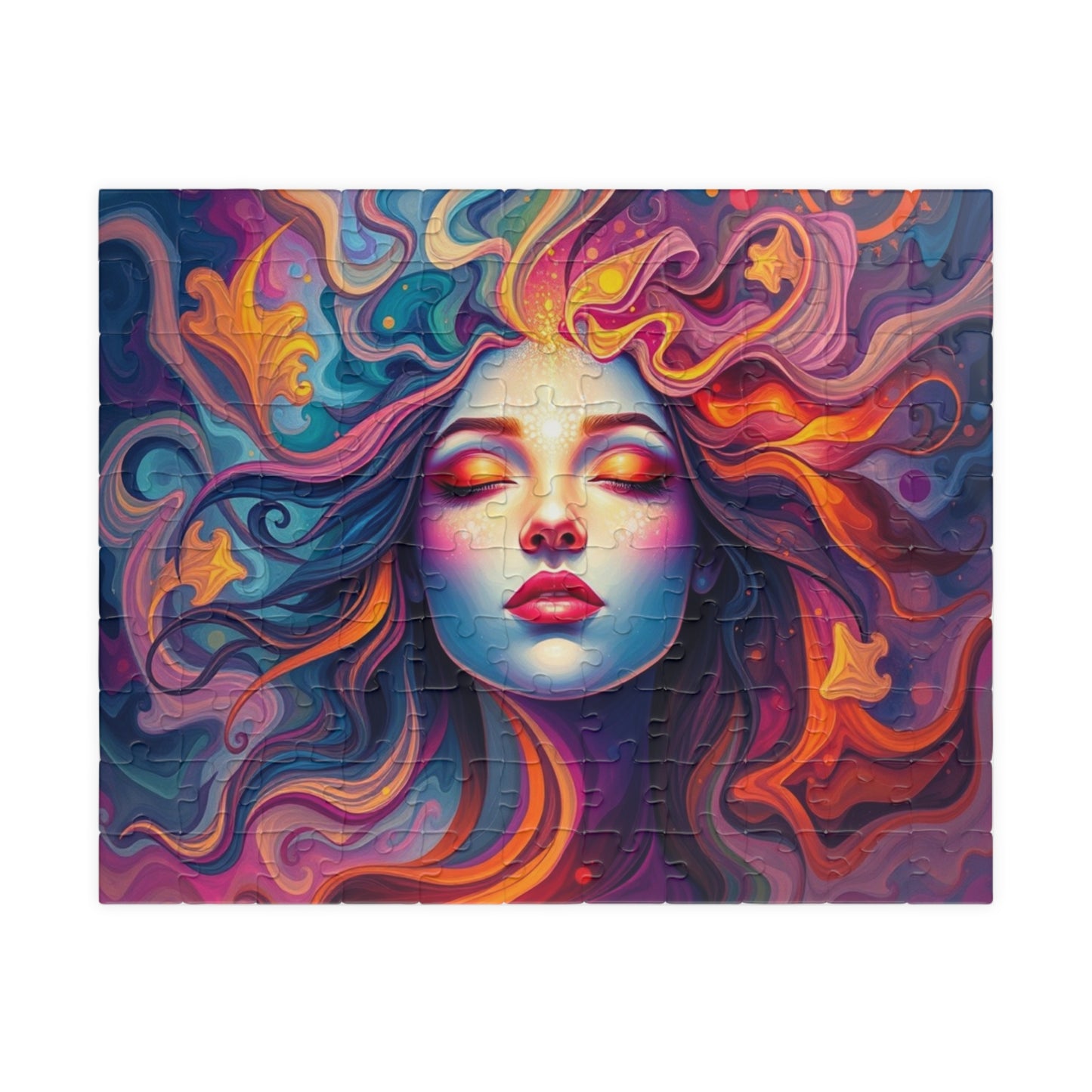 Abstract Face Jigsaw Puzzle (110-1014 Piece), Surreal Portrait of Swirling Colorful Geometric Patterns, Creative Hobby, Best Unique Gift 110 pcs (Horizontal) Puzzle The Puzzle Chest