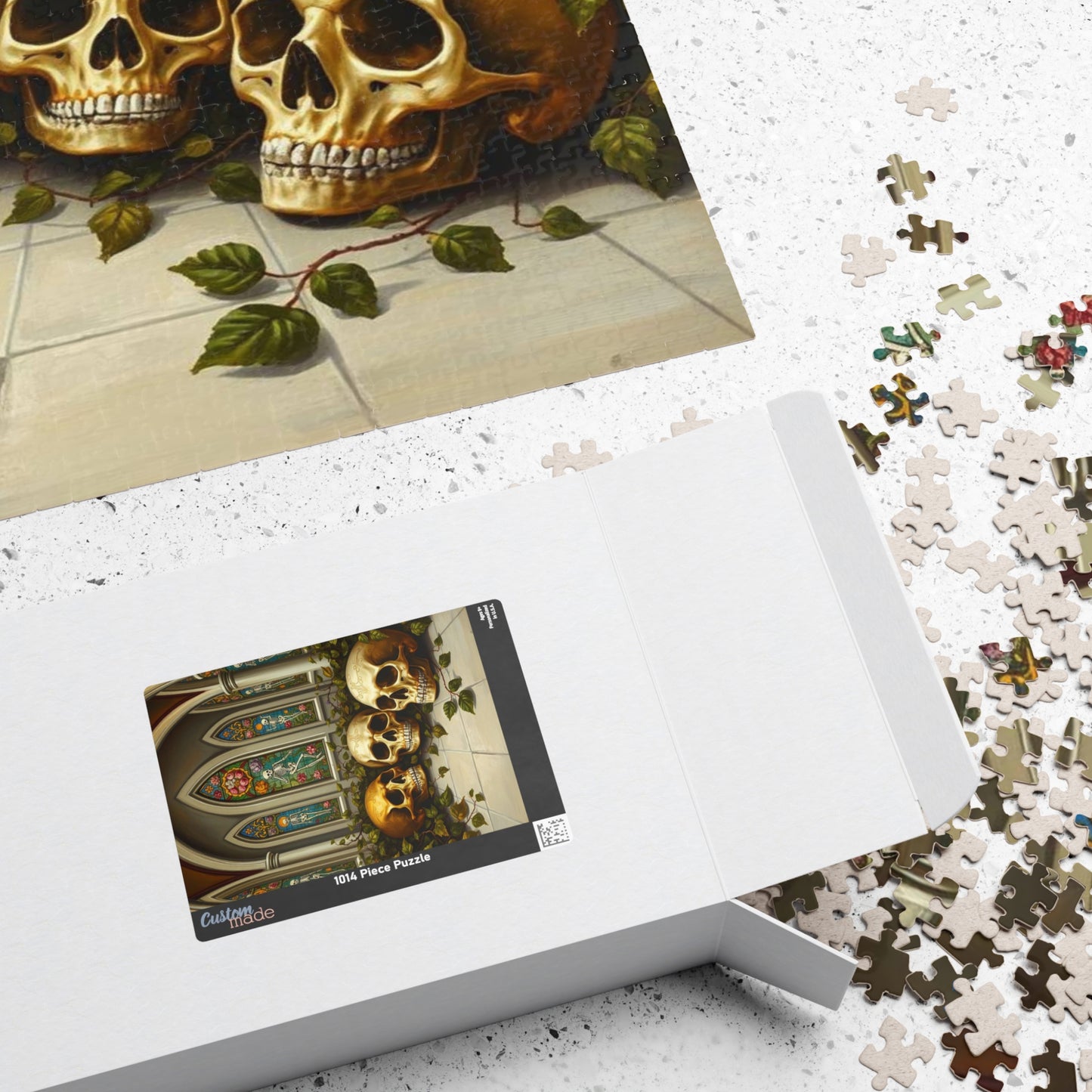 Ornate Ossuary Bloom - Skull Garden Puzzle, Gothic Artwork Jigsaw Game for Gift for Puzzle Lover, Halloween Decor, Stress Relief Activity