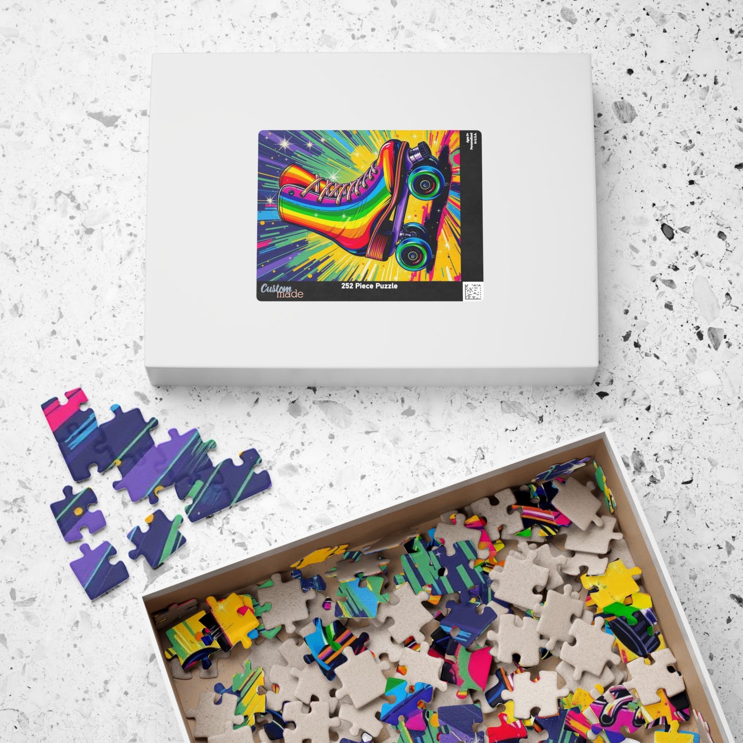 Rainbow Roller Skate Puzzle, Pop Art Jigsaw Fun Family Game, Colorful Home Entertainment, Gift for Hobbyist Puzzle Enthusiast Puzzle The Puzzle Chest