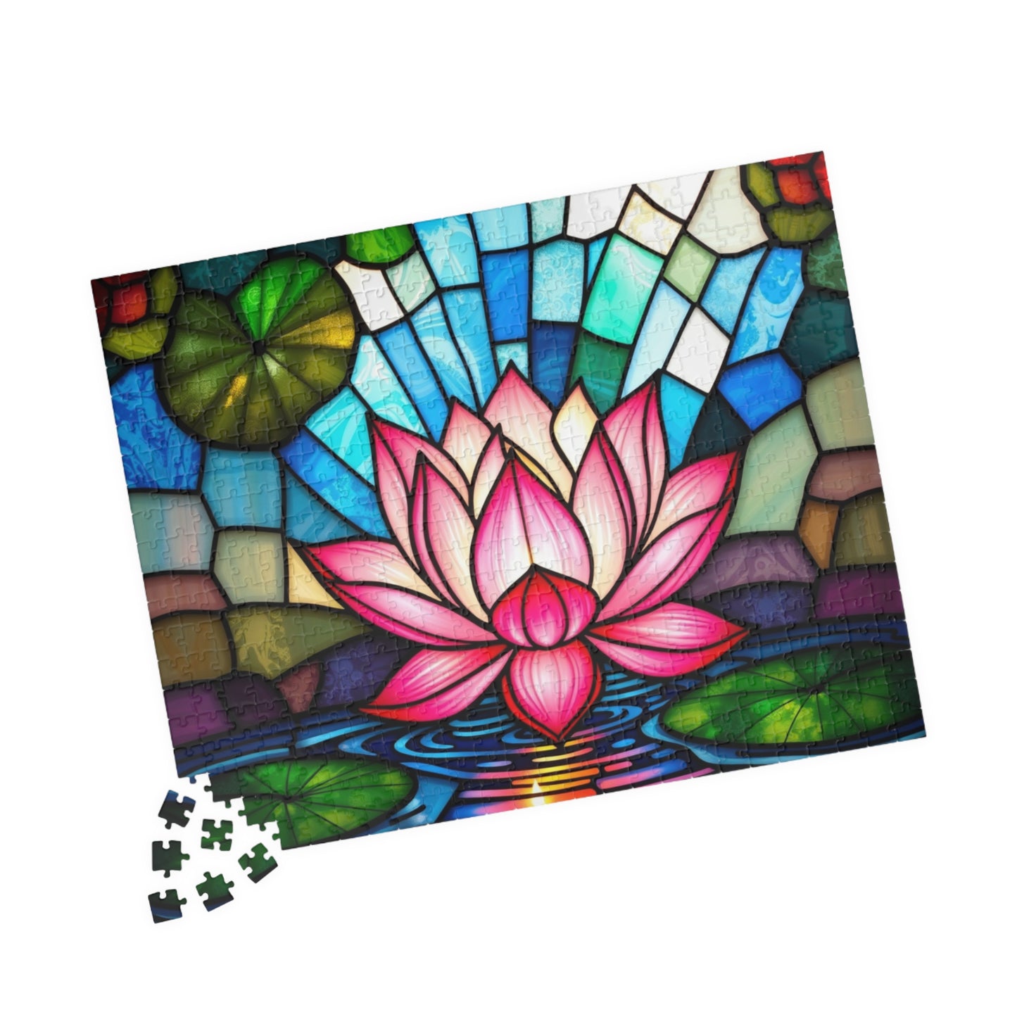 Lotus Jigsaw Puzzle, Sacred Pink Flower in Bloom, Faith-Based Nature Themed Game, Relaxation Activity, Unique Gift for Puzzle Lover Puzzle The Puzzle Chest