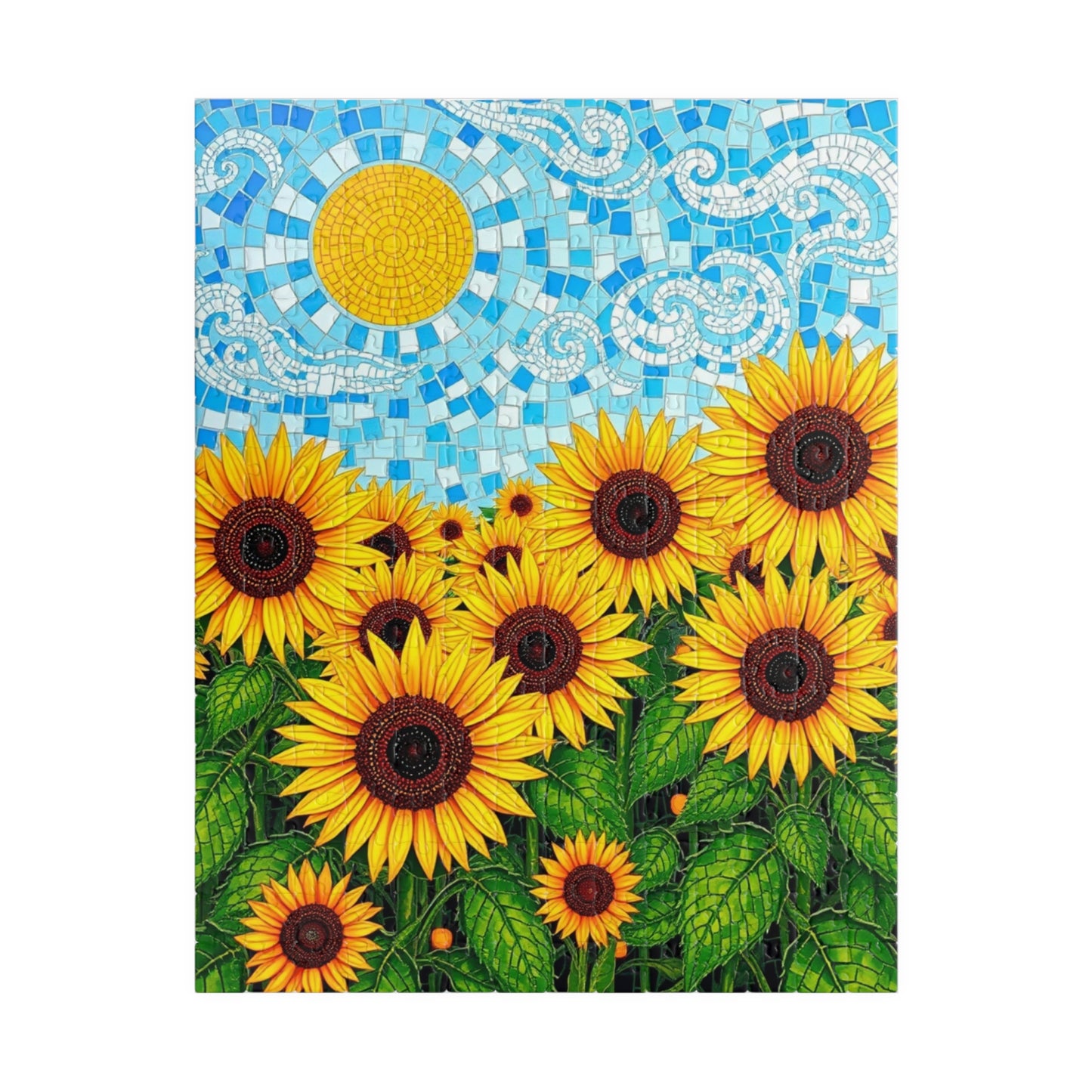 Mosaic Sunflower Puzzle - 110, 252, 520, 1014-piece Serene Floral Jigsaw Game for Adults, Home Decor, Nature Lover Gift, Relaxing Activity 252 pcs (Vertical) Puzzle The Puzzle Chest