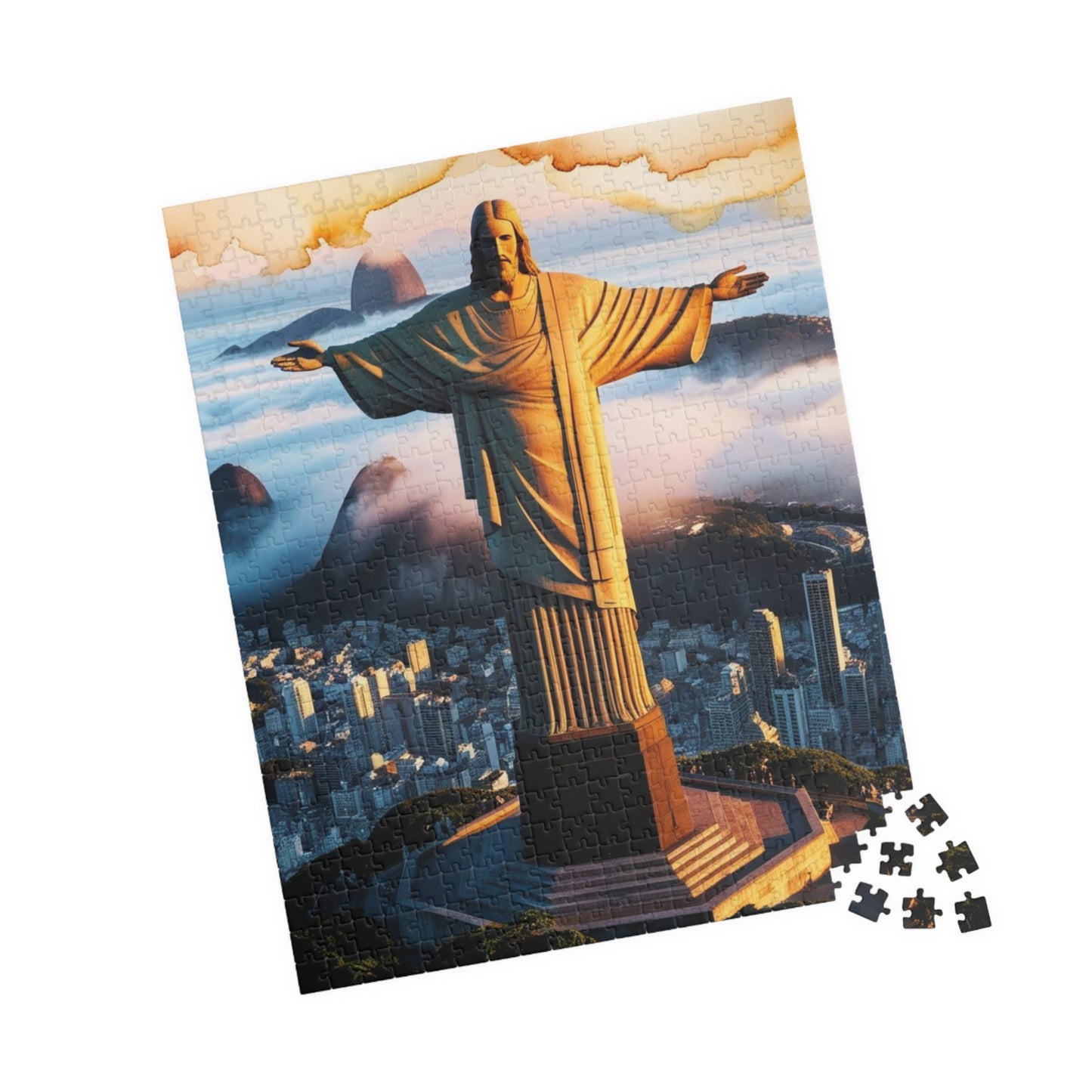 Christ the Redeemer Puzzle, Rio de Janeiro at Sunrise Tabletop Game, Puzzle Enthusiast History Lover, Fun Family Activity Game Night, Hobby Puzzle The Puzzle Chest