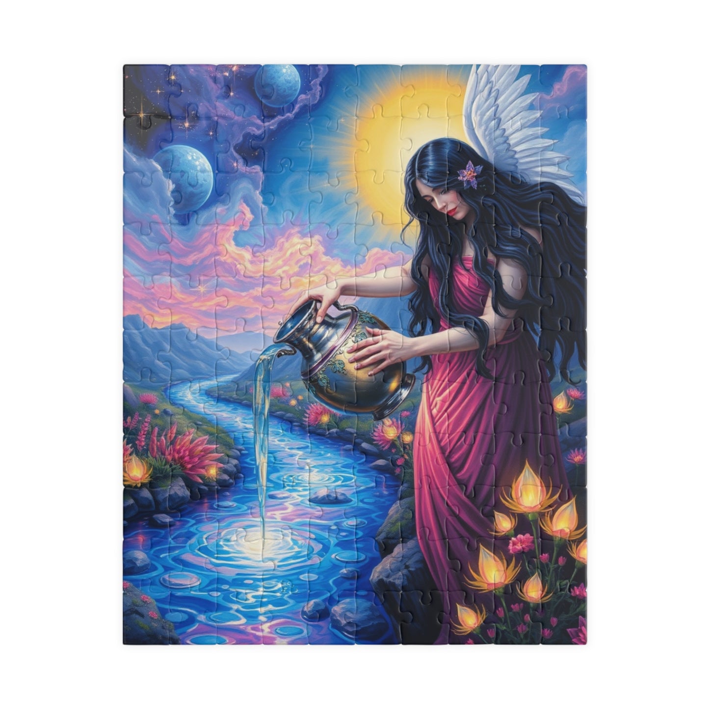 Mystical Water Goddess Puzzle, Aquarius Zodiac Symbol Jigsaw Game, Gift for Friends Fantasy Lovers, Mindfulness Activity, Home Entertainment 110 pcs (Vertical) Puzzle The Puzzle Chest