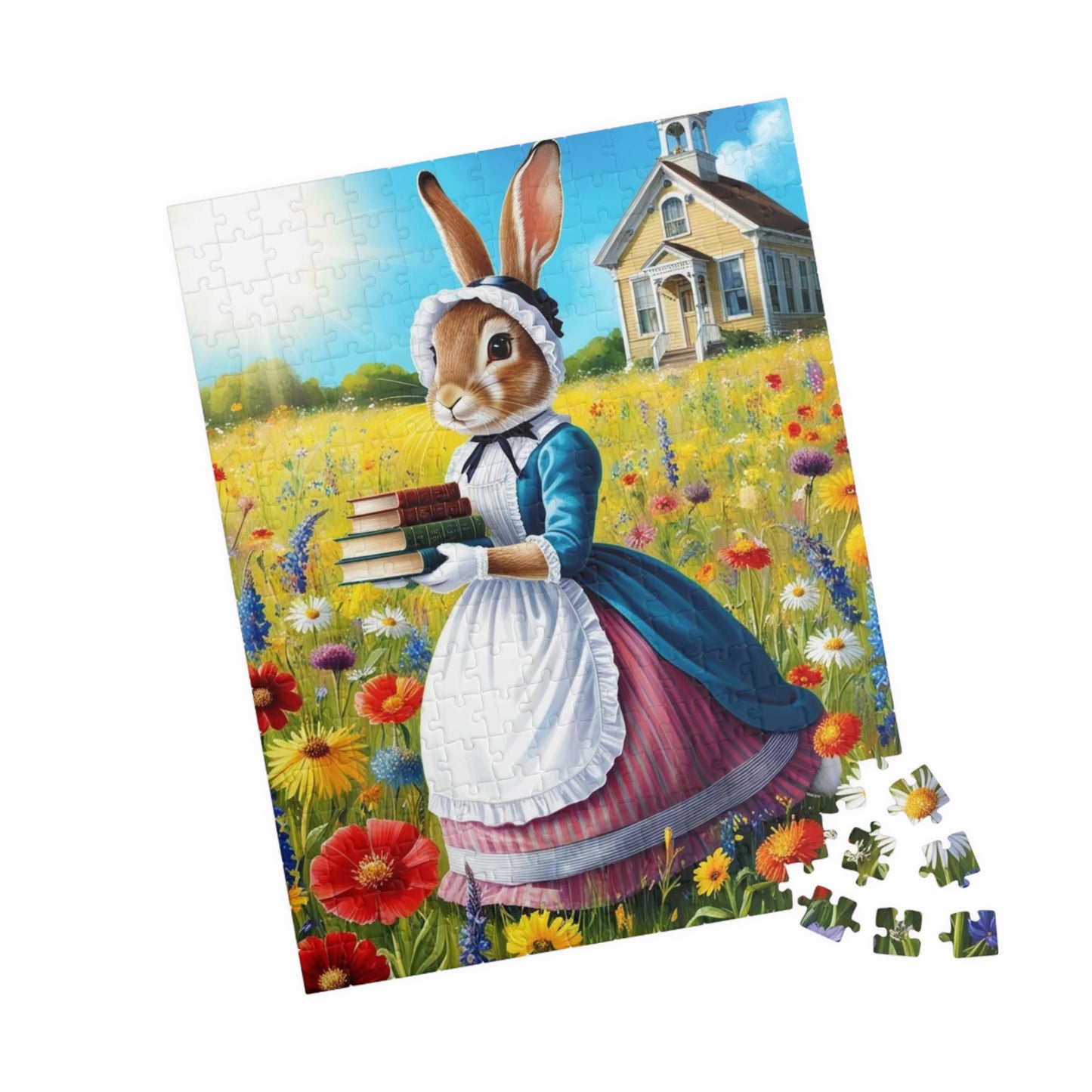 Whimsical Rabbit Jigsaw Puzzle, Charming Artwork for Book Lover, Easter Spring Puzzle Gift for Adults, Unique Fun Family Game Night Puzzle The Puzzle Chest