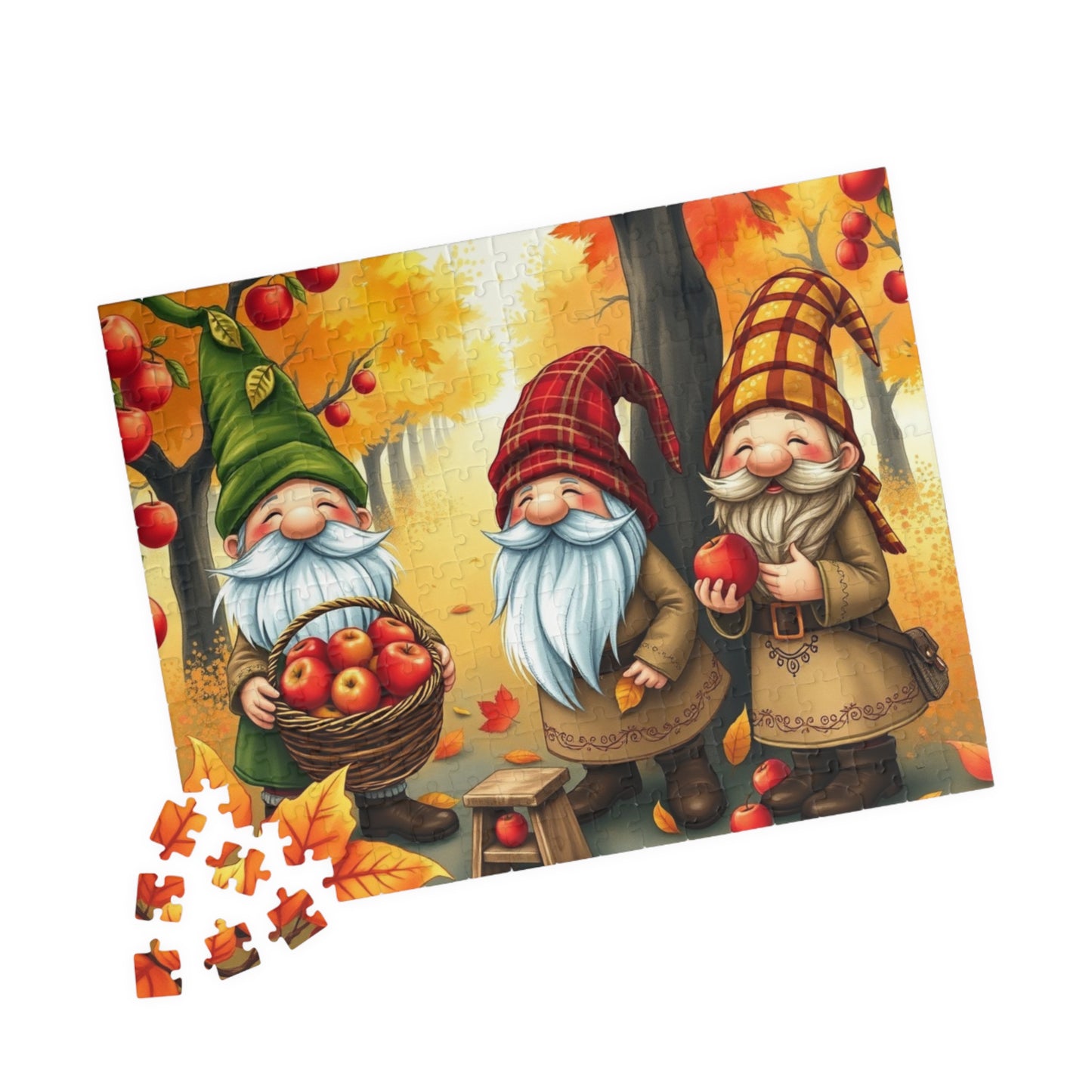 Apple Orchard Gnome Puzzle - Fall Themed Jigsaw Game 252 pcs (Horizontal) Puzzle The Puzzle Chest
