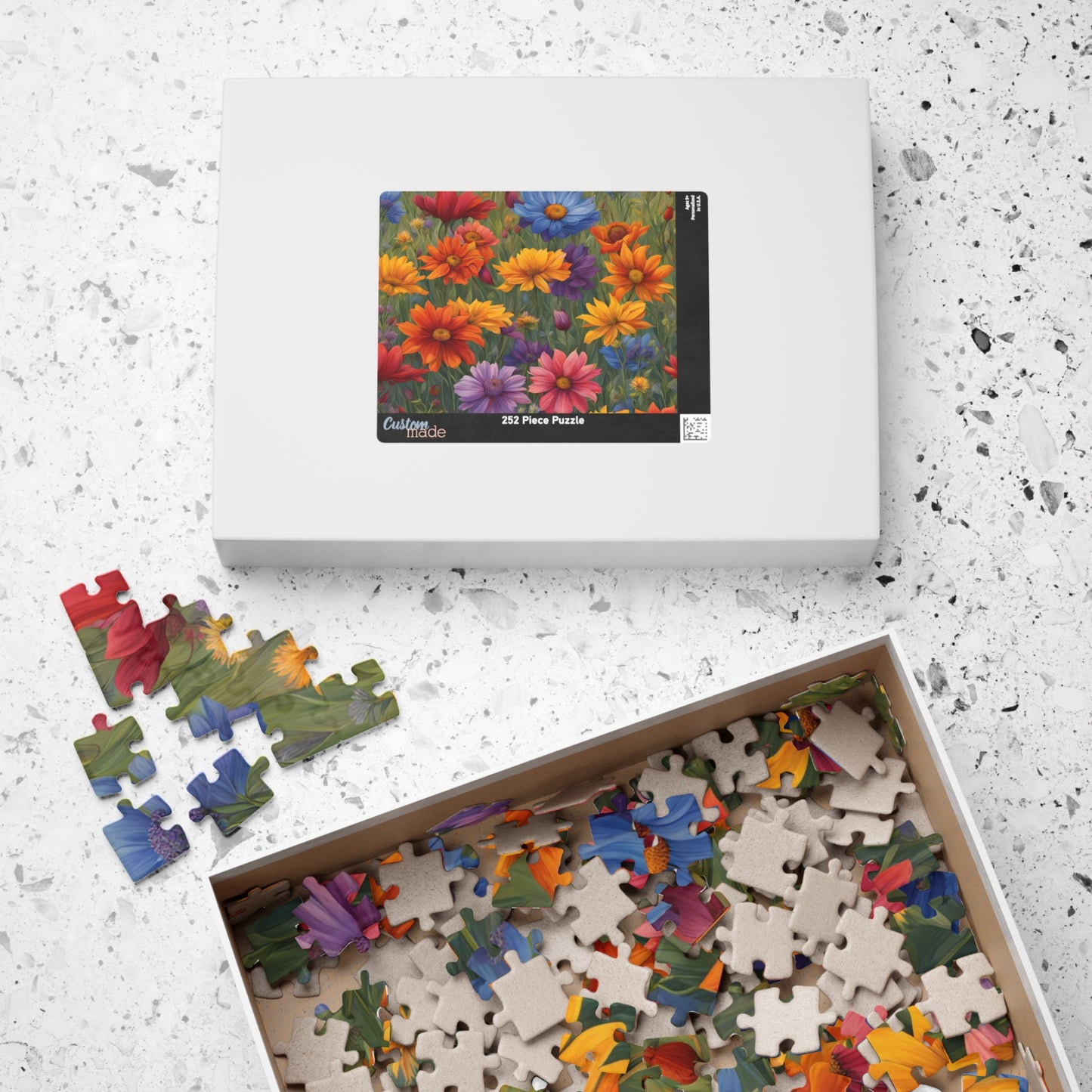 Wildflower Rainbow Jigsaw Puzzle, 110-1014 Piece, Gradient Flowers Meadow, Artistic Puzzle Game, Floral Gift, Colorful Adult Puzzle Puzzle The Puzzle Chest