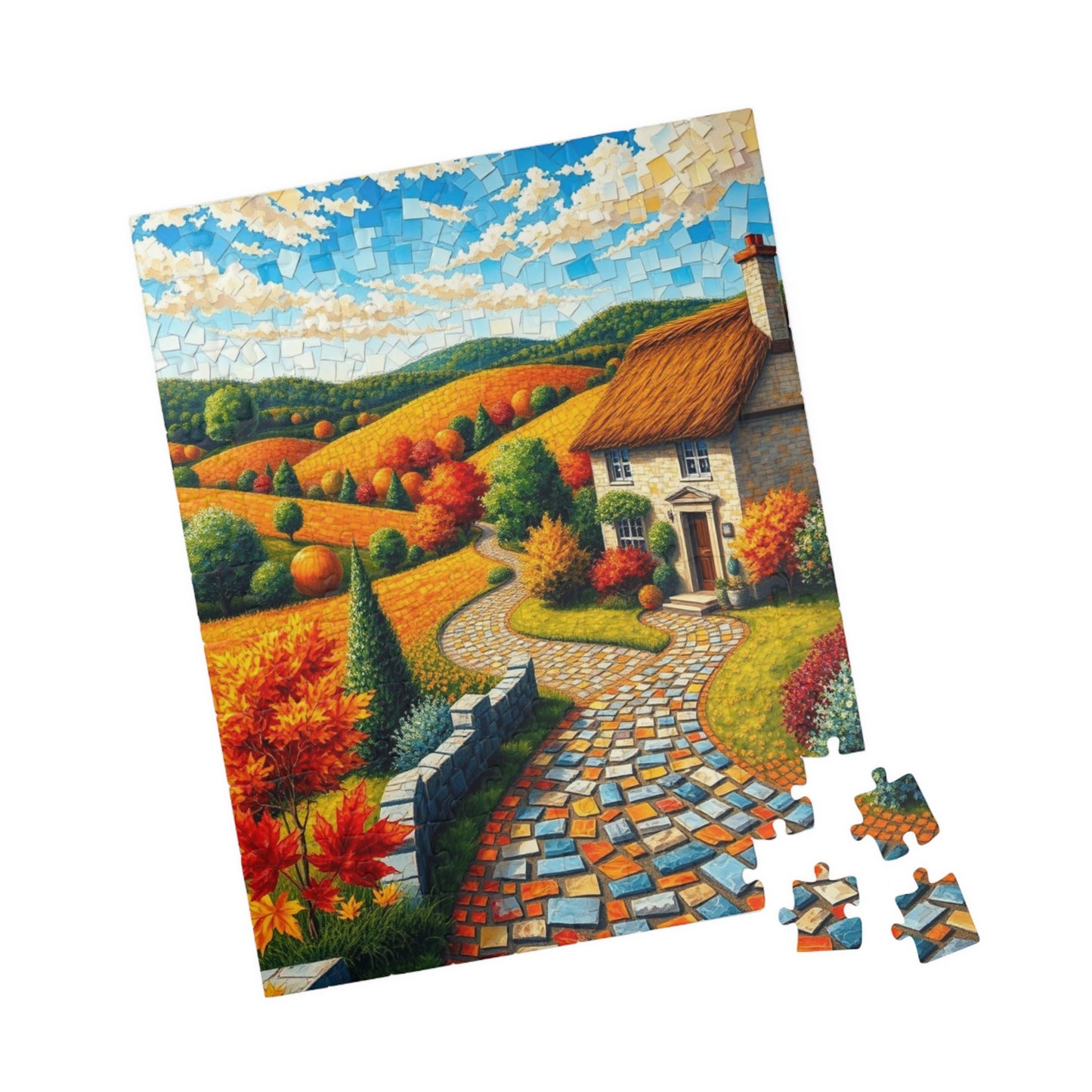 Autumn Landscape Mosaic Puzzle - 110/252/520/1014-Piece, Ideal for Family Game Night, Cozy Fall Decor, Nature Lover Gift, Relaxing Activity Puzzle The Puzzle Chest