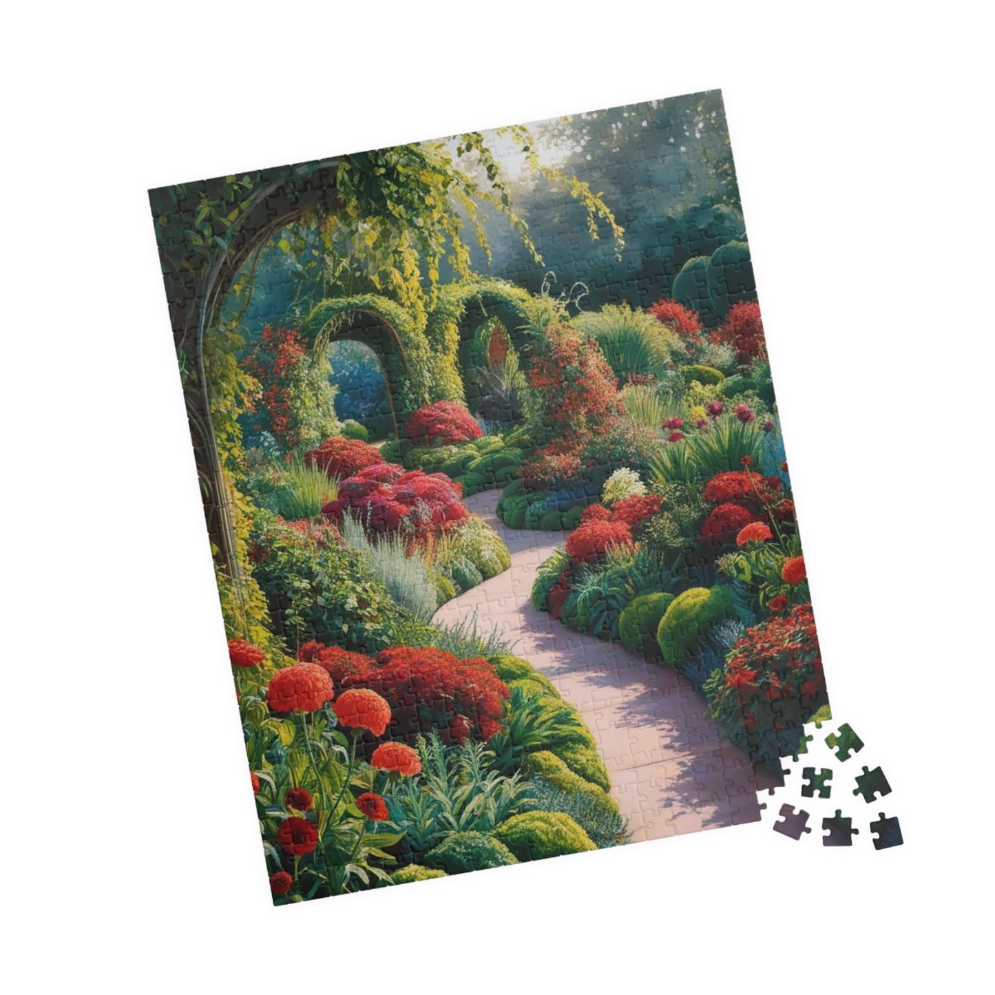 Serene Garden Puzzle - Relaxing Floral Artwork, Flower Jigsaw Game for Adults, Family Fun, Nature Lovers Gift, 110, 252, 520, 1014-piece Puzzle The Puzzle Chest