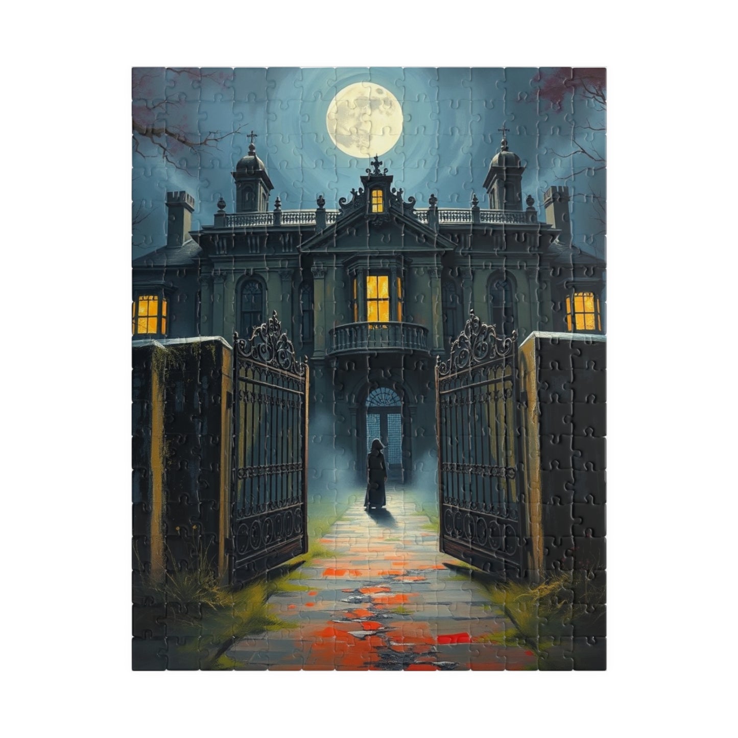 Gothic Mansion Puzzle, Decaying House Under Full Moon Jigsaw Game, Brain Teaser Relaxing Activity Family Fun, Halloween Home Decor, Giftable 252 pcs (Vertical) Puzzle The Puzzle Chest