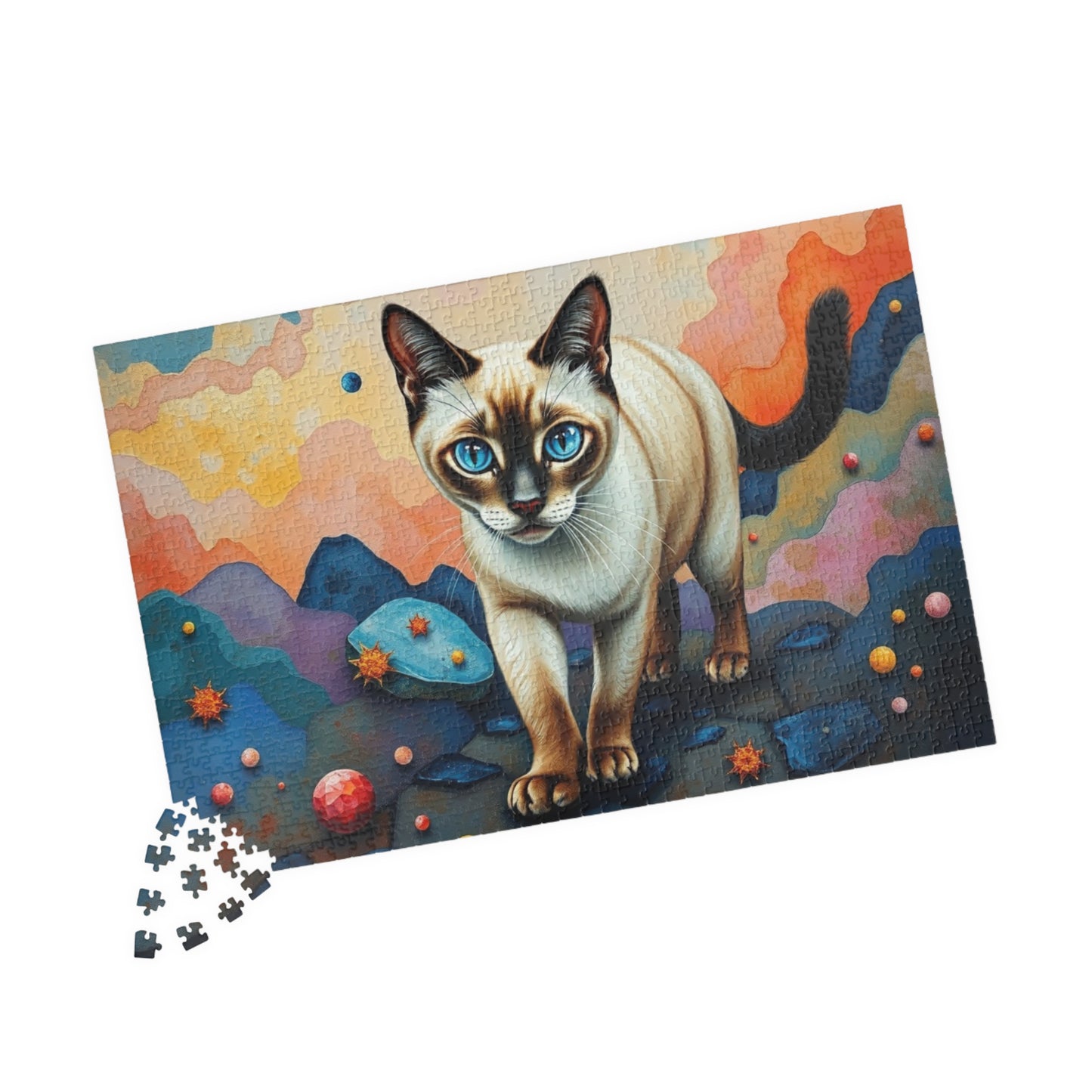 Jigsaw Puzzle, Siamese Cat with Blue Eyes in Dreamlike Landscape, 110 252 520 1014-Piece, Stress Relief, Animal Lover, Family Activity, Gift Puzzle The Puzzle Chest
