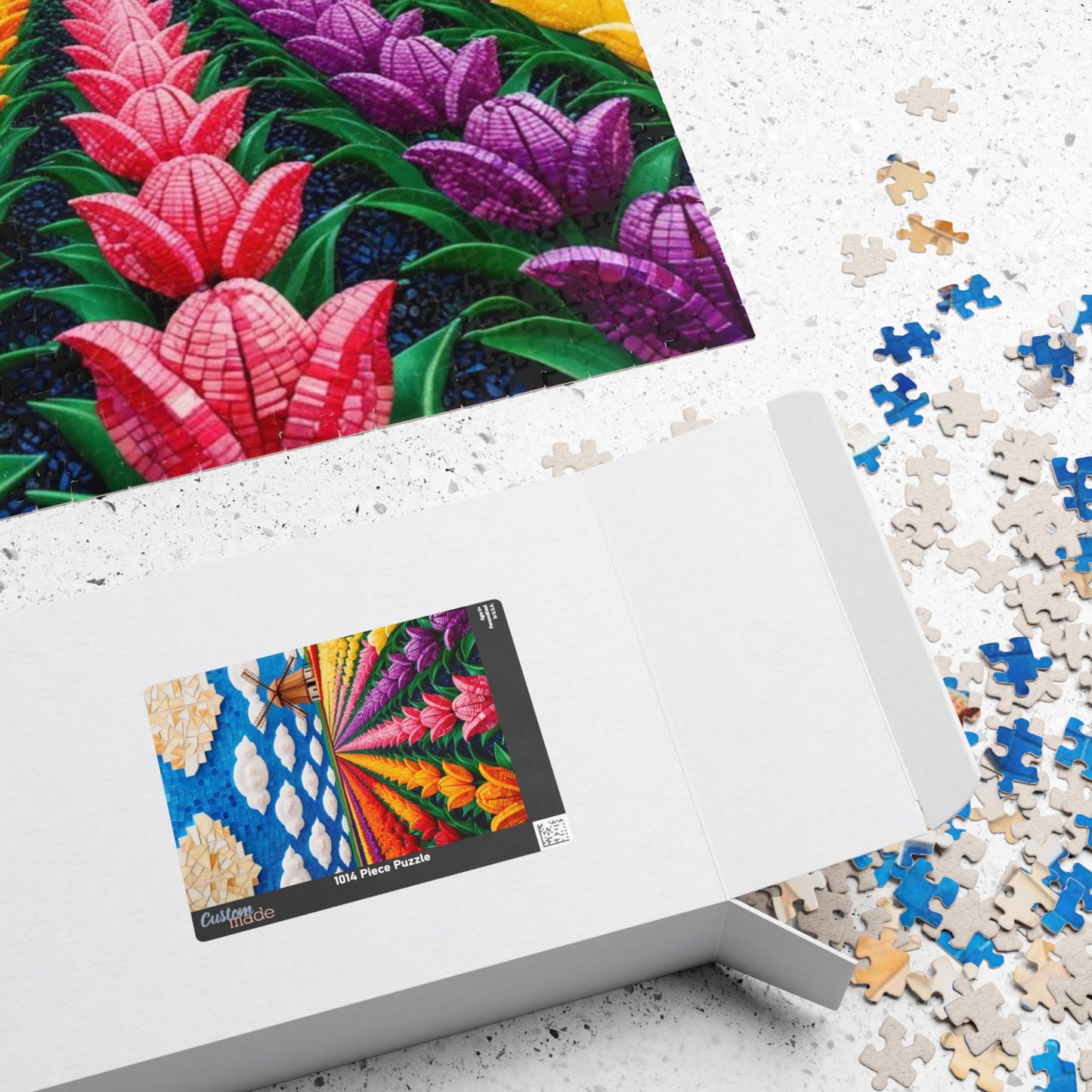 Mosaic Vibrant Flower Fields Puzzle | Tulip Landscape | 110, 252, 520, 1014-Piece Fun for Families, Gift for Puzzles Lovers, Home Decor, Puzzle The Puzzle Chest