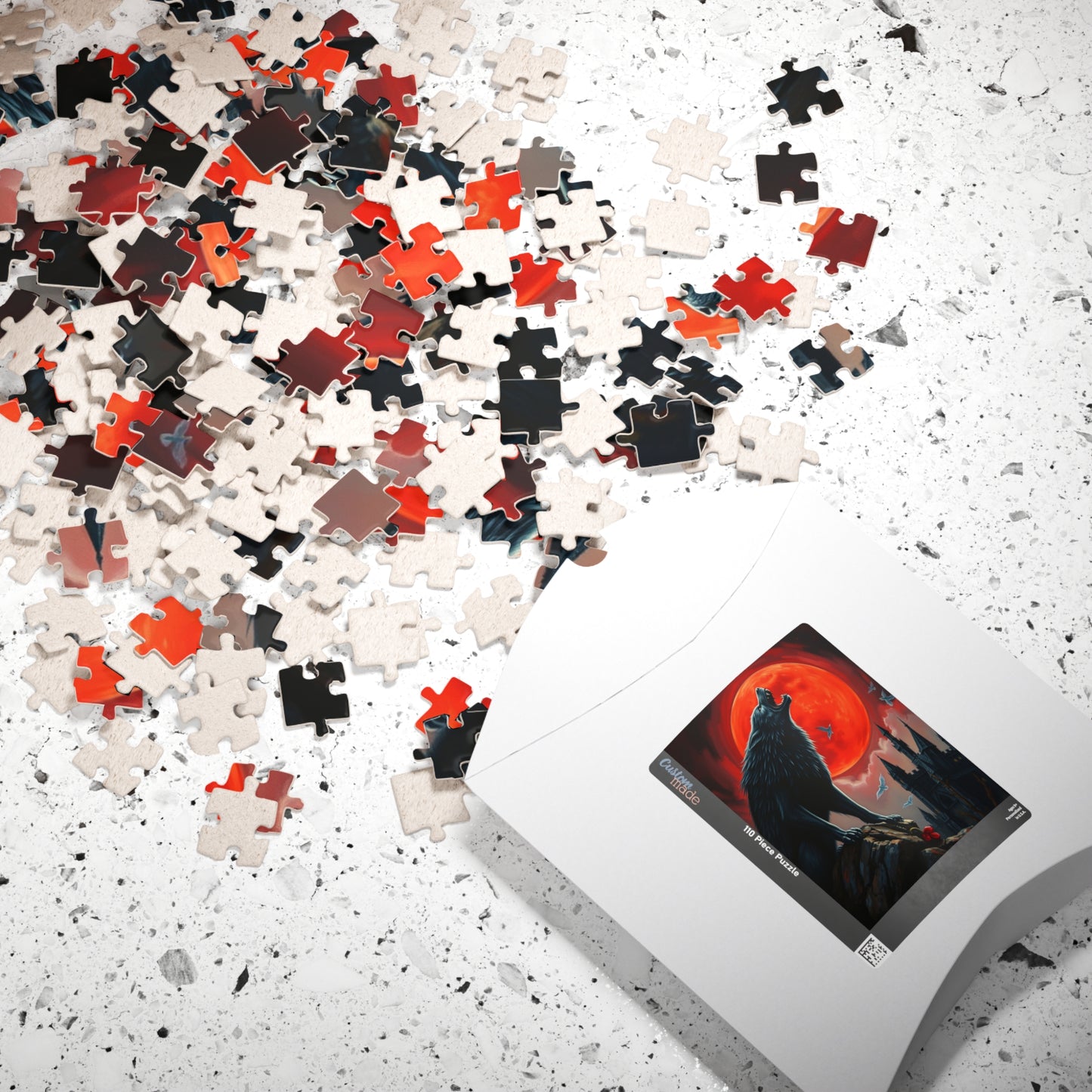 Gothic Wolf Jigsaw Puzzle, Howling at Blood Moon Mysterious Scene, Gift for Wolf Lovers, Spooky Night Entertainment, Solo Fun, Brain Teaser Puzzle The Puzzle Chest