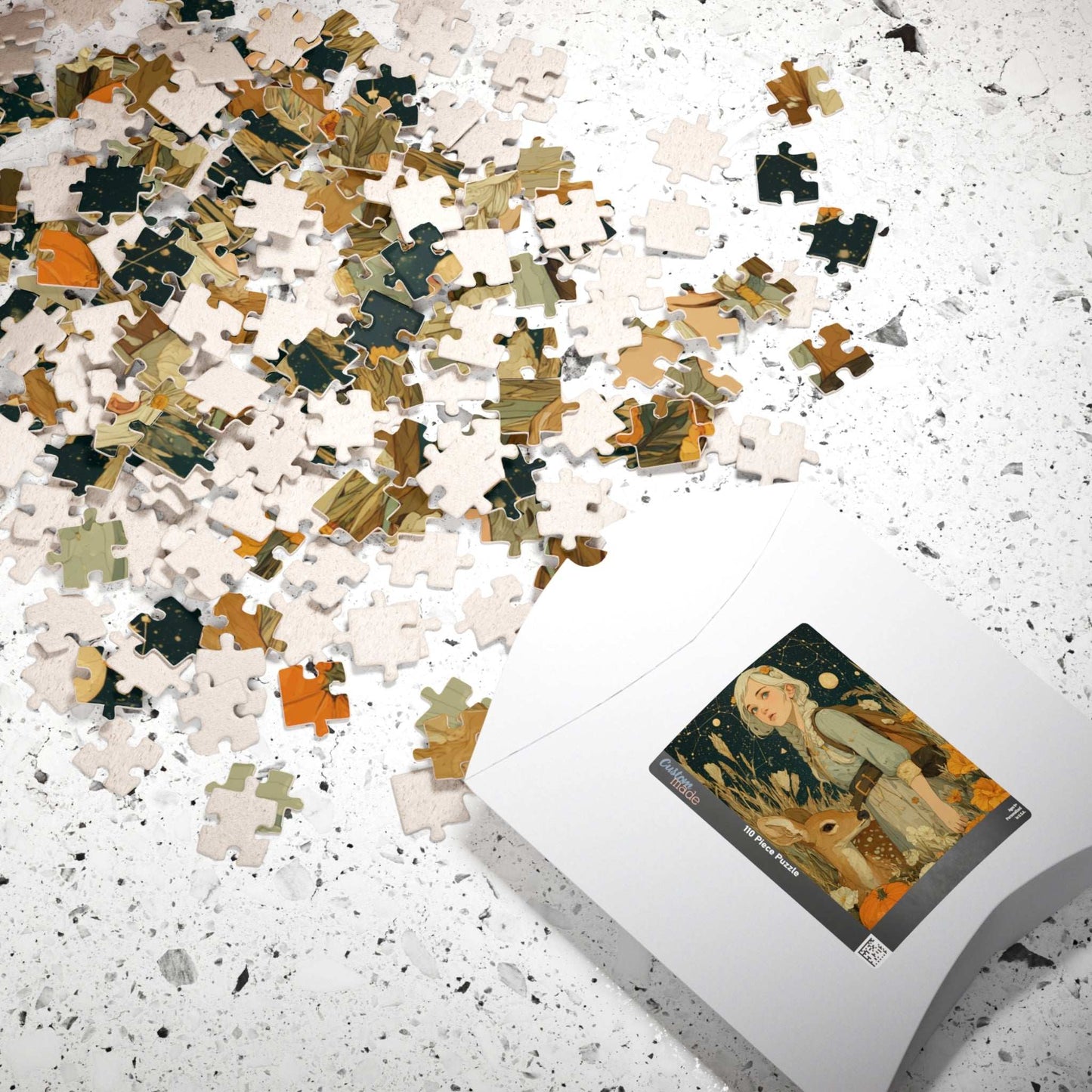 Birch Forest Fairy-Tale Jigsaw Puzzle - Golden Haired Girl and Gentle Deer, Nature Game for Adults, Fall Gift, Family Fun, Brain Teaser Puzzle The Puzzle Chest