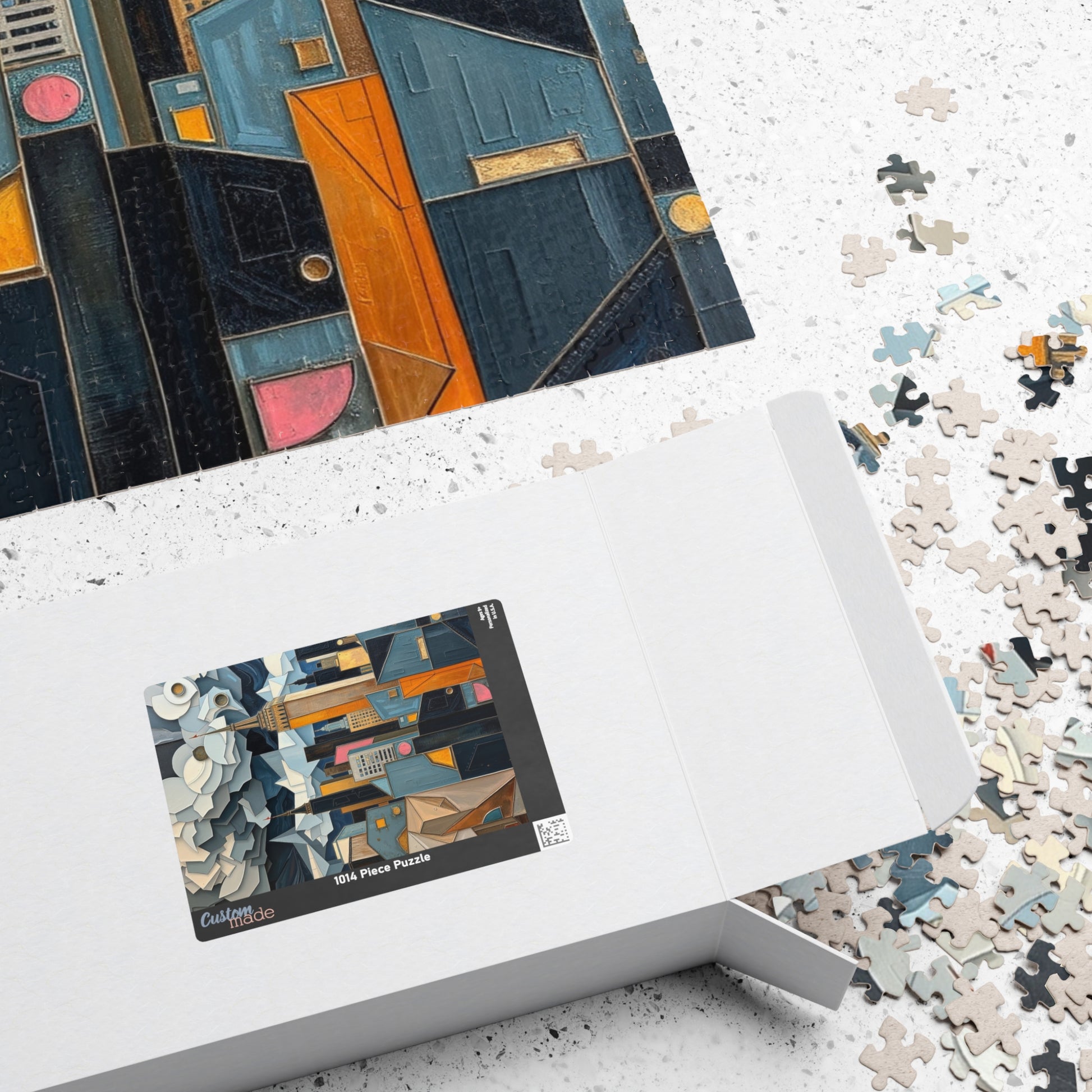 Abstract Cityscape Jigsaw Puzzle - Metallic and Pastel Geometric Shapes Pattern Puzzle The Puzzle Chest