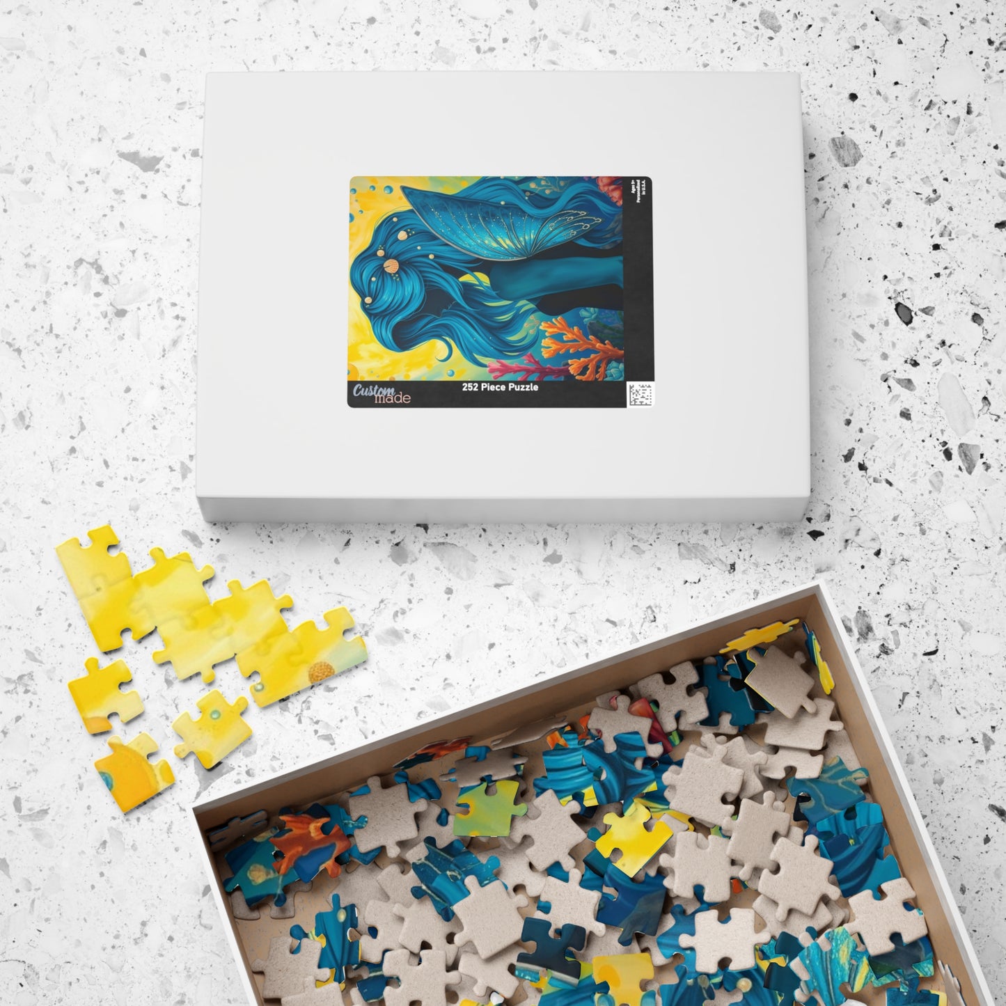 Sea Fairy Jigsaw Puzzle, Mermaid Silhouette Art Underwater Scene, Gift for Her Stress Relief Activity, Mind Challenge, Relaxation Gift Puzzle The Puzzle Chest