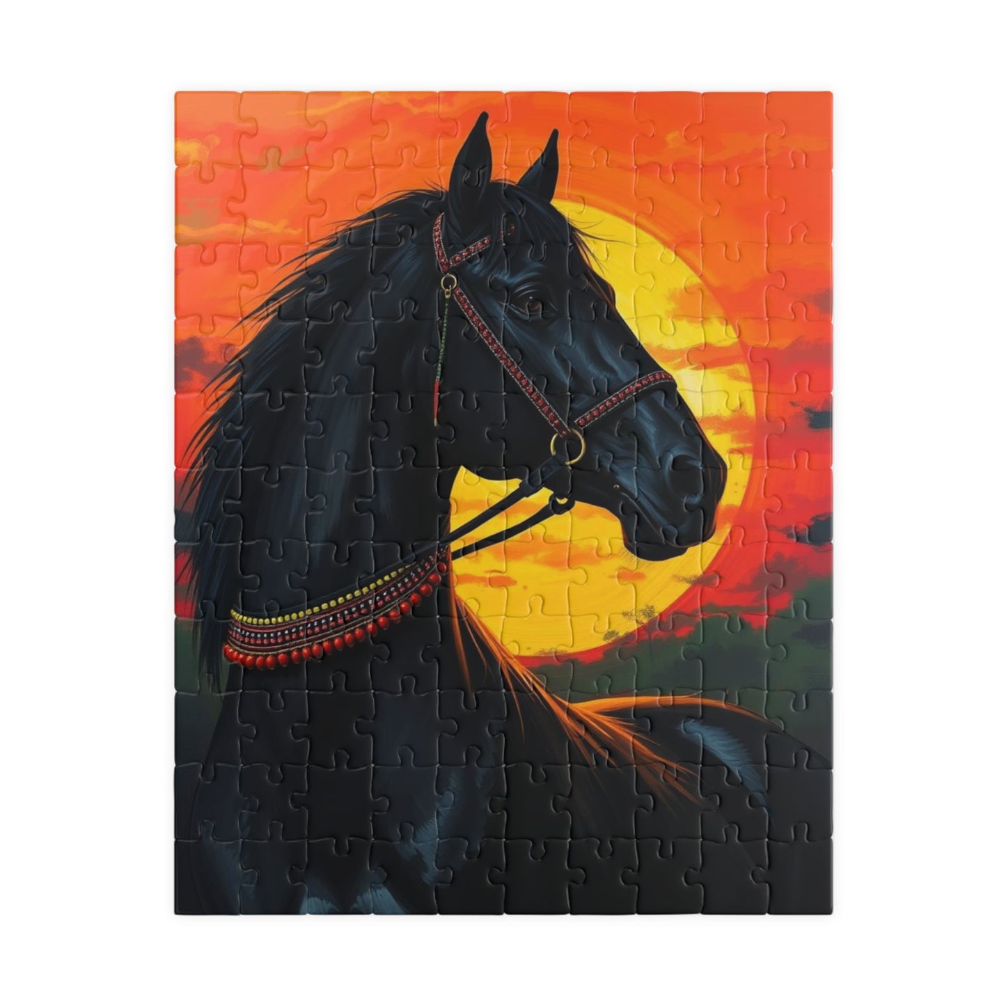 Majestic Horse Sunset Jigsaw Puzzle, Perfect Equestrian Gift for Friend Animal Lover, Family Fun Home Entertainment, Mindfulness Activity 110 pcs (Vertical) Puzzle The Puzzle Chest