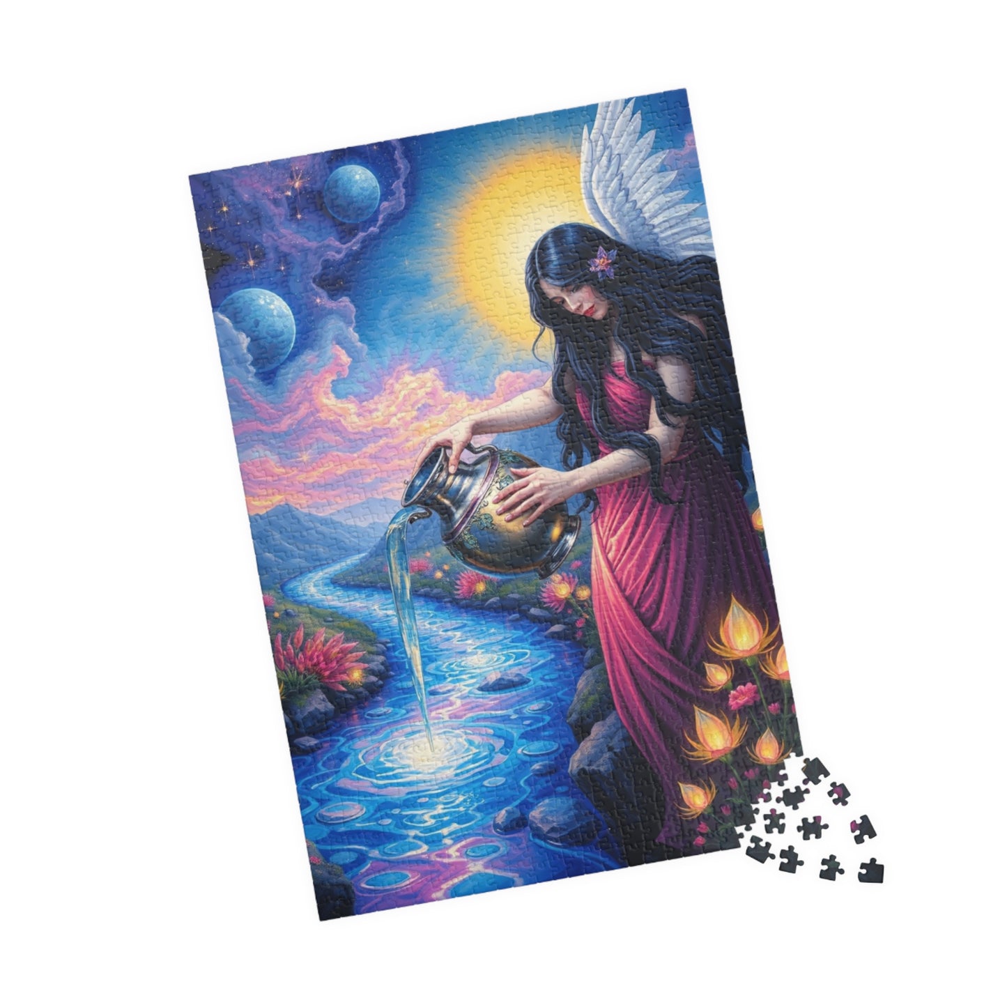 Mystical Water Goddess Puzzle, Aquarius Zodiac Symbol Jigsaw Game, Gift for Friends Fantasy Lovers, Mindfulness Activity, Home Entertainment Puzzle The Puzzle Chest