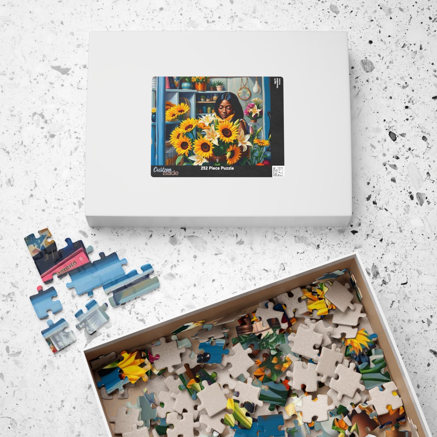 Flower Shop Jigsaw Puzzle - Black Woman Art Beautiful Puzzle for Relaxation Holiday Birthday Gift for Her Home Entertainment Mindful Moments Puzzle The Puzzle Chest