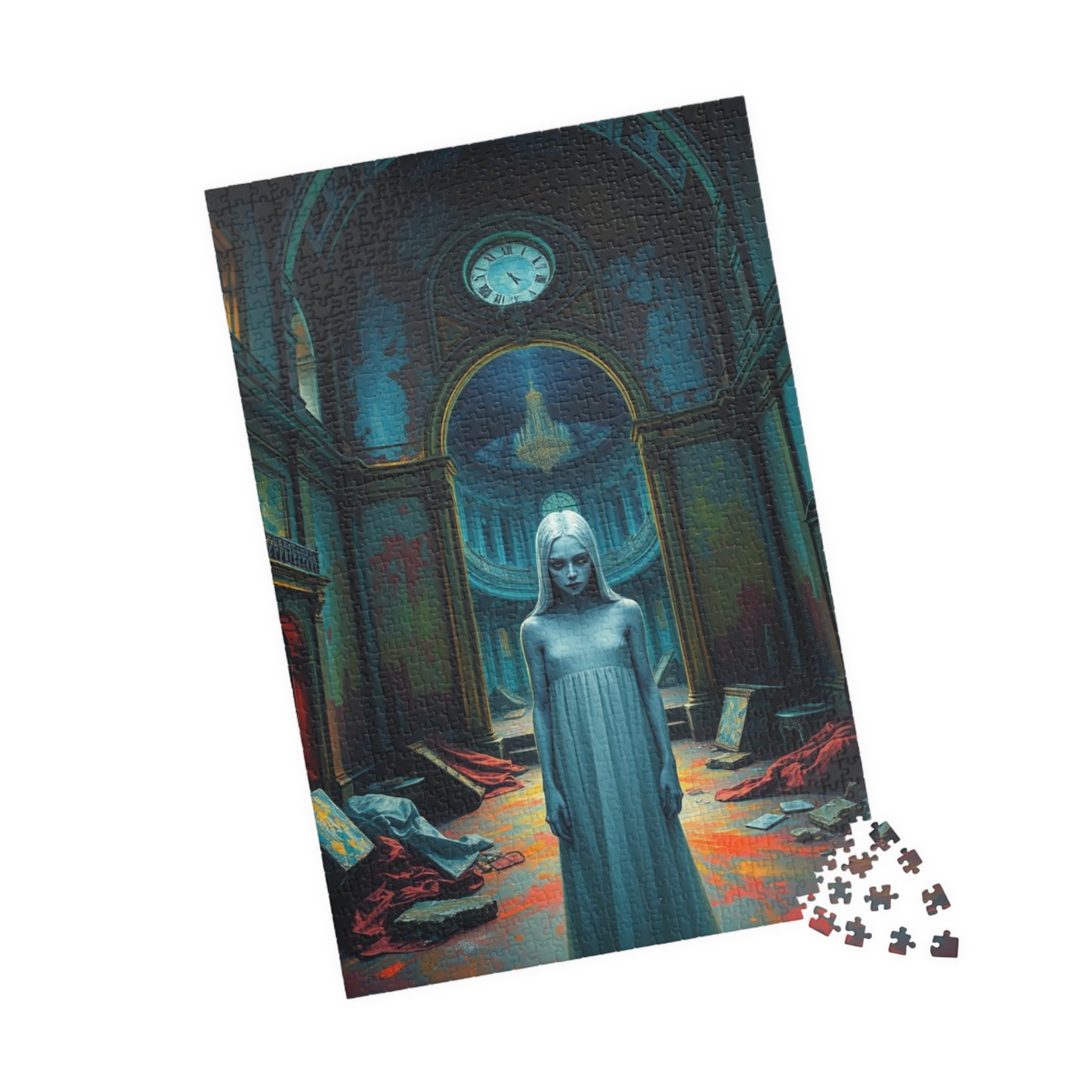 Gothic Puzzle, 110-1014 Piece, Grand Manor in Ruins with Pale Figure, Sorrowful Eyes, Adult Jigsaw Game, Halloween Decor, Haunted Mansion Puzzle The Puzzle Chest