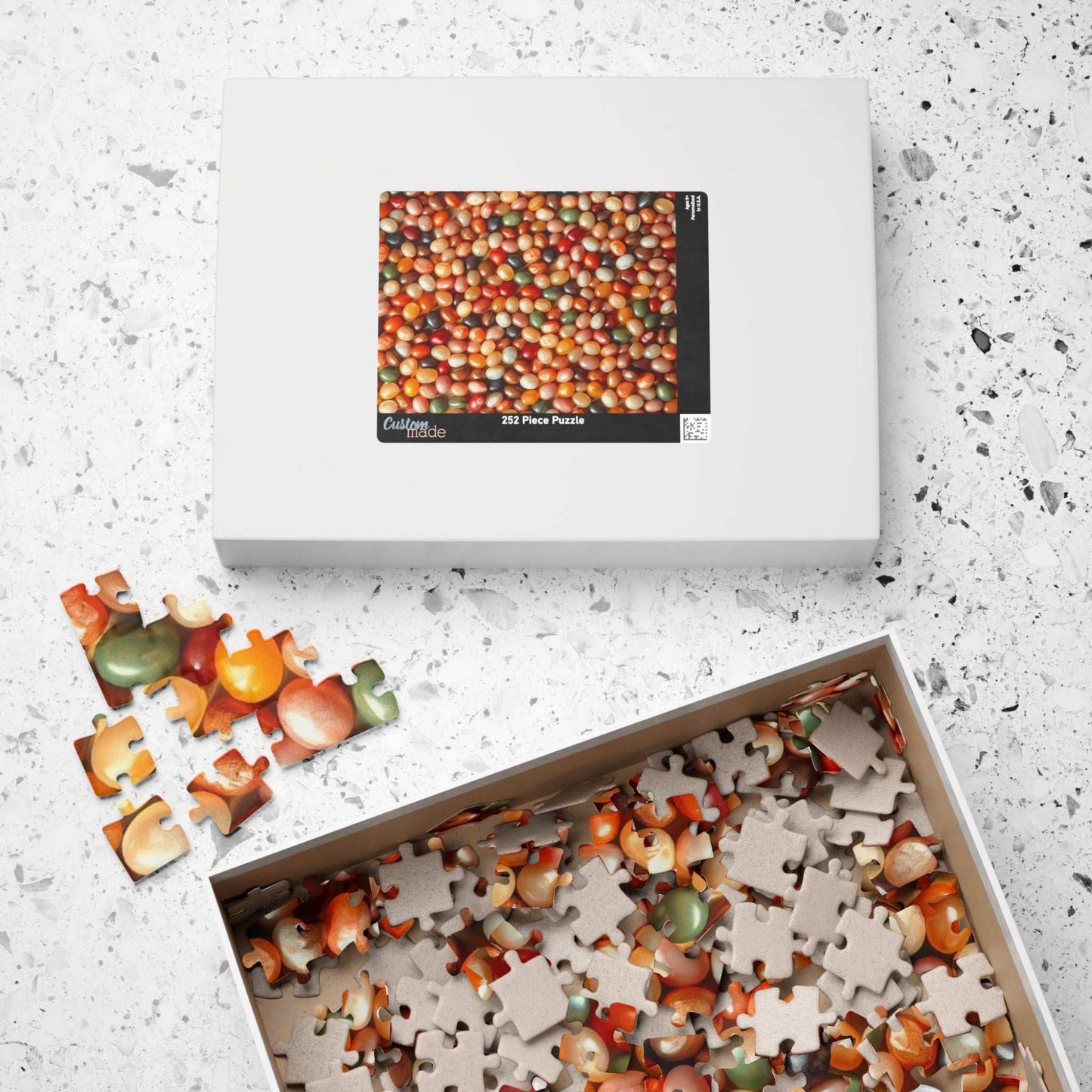 Chaotic Jelly Beans Puzzle, Vibrant Candy-Themed Jigsaw, Earth Tones Food Collage, Family Activity, Quiet Pastime, Foodie Puzzle Lover Puzzle The Puzzle Chest