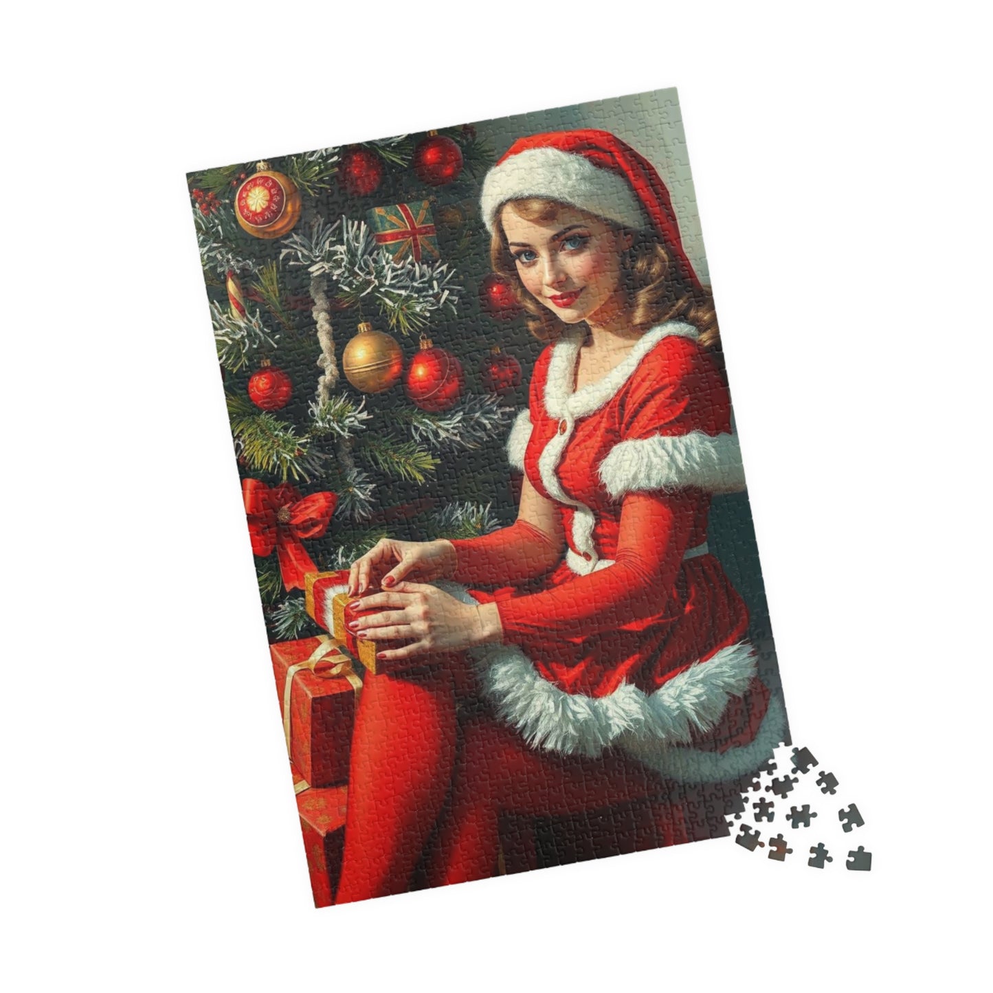 Festive Holiday Jigsaw Puzzle for Adult, Mrs. Claus Design, Vintage Christmas Art, Puzzle Lover Gift for Family, Cozy Night, Mental Exercise 1014 pcs (Vertical) Puzzle The Puzzle Chest