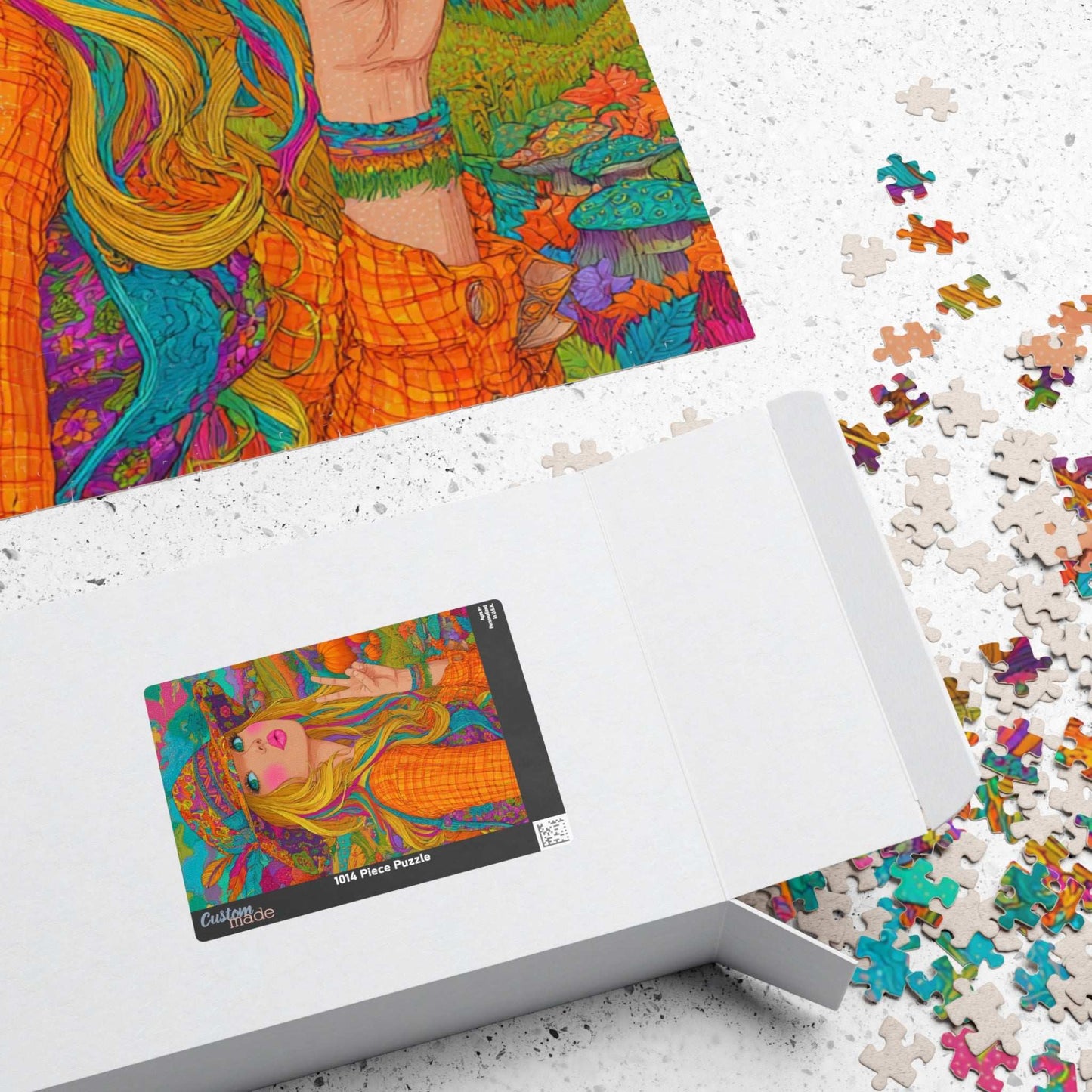 Retro Psychedelic Cowgirl Jigsaw Puzzle - Autumn Themed Cartoon Illustration, Artsy Gifts, Recreational Activities, Cozy Nights, Family Time Puzzle The Puzzle Chest
