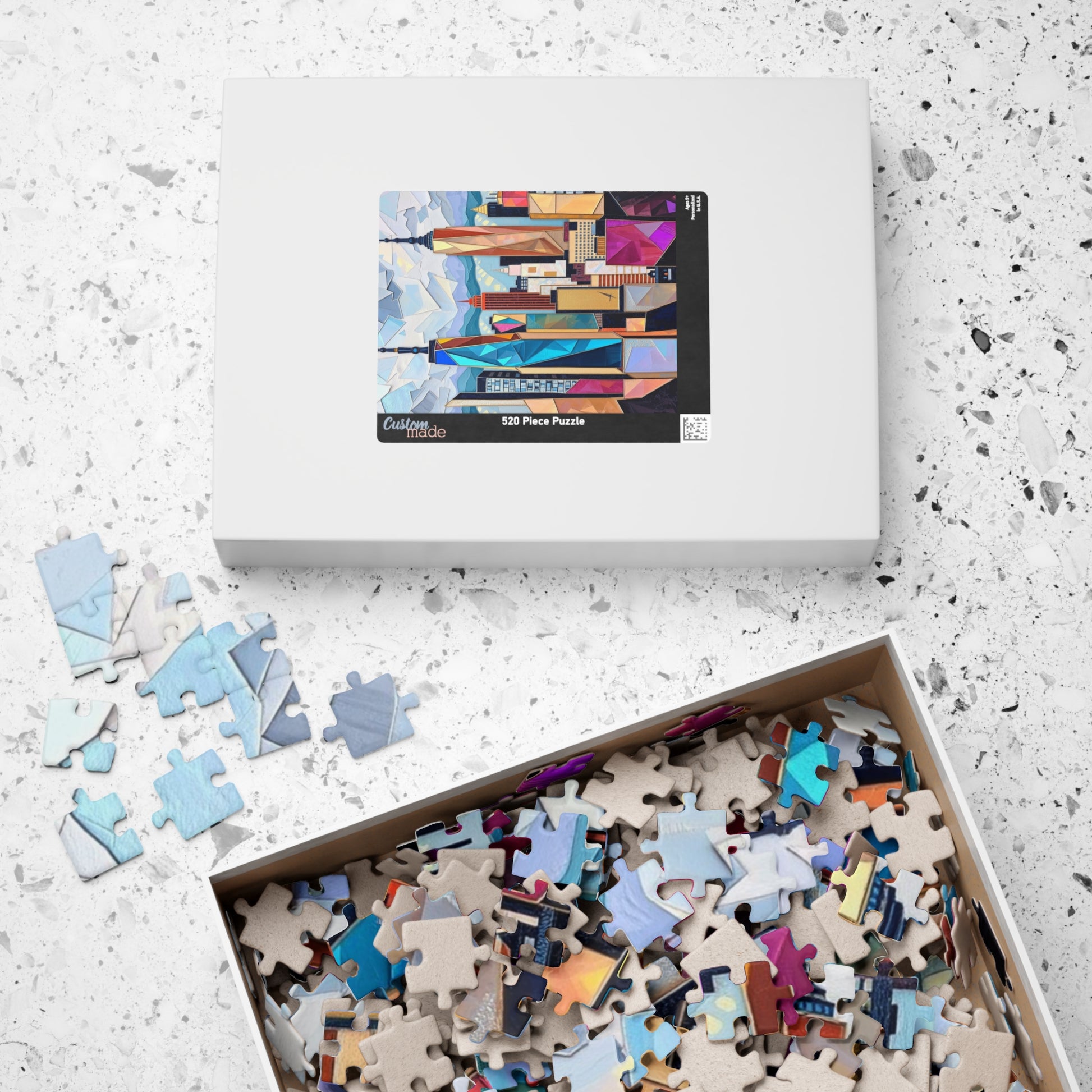 Abstract Cityscape Jigsaw Puzzle - Geometric Shapes Iridescent Colors Puzzle The Puzzle Chest