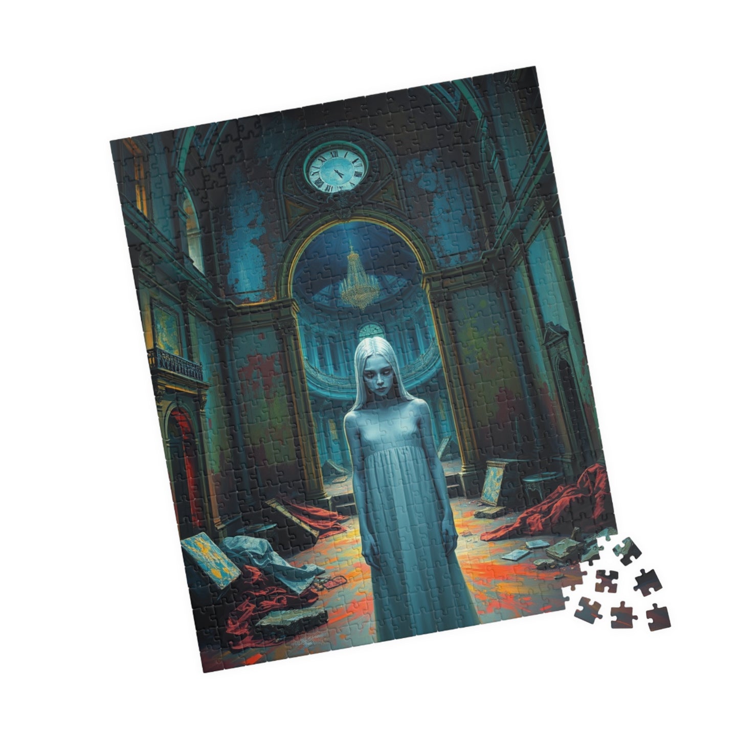 Gothic Puzzle, 110-1014 Piece, Grand Manor in Ruins with Pale Figure, Sorrowful Eyes, Adult Jigsaw Game, Halloween Decor, Haunted Mansion Puzzle The Puzzle Chest