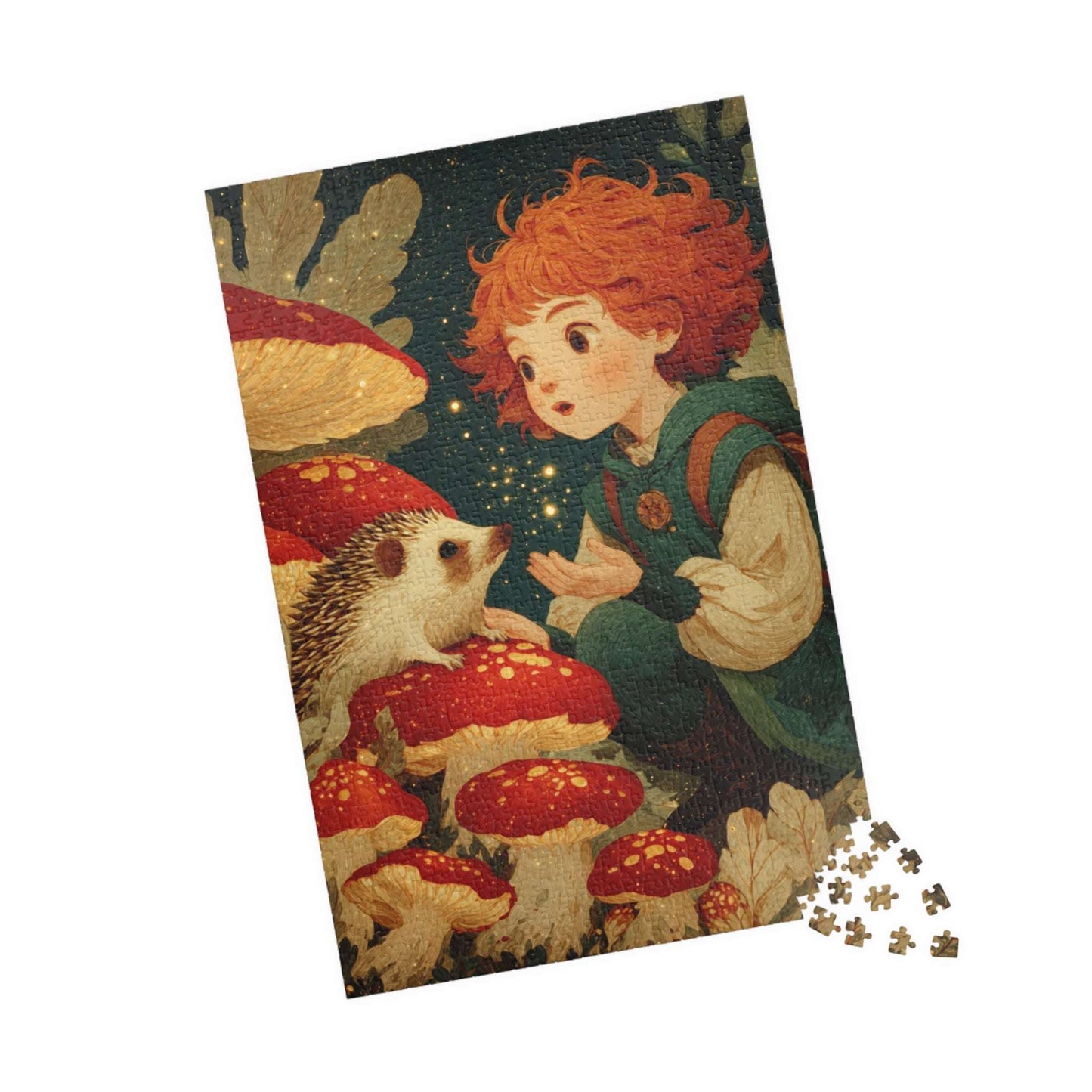 Storybook Meadow Fairy-Tale Puzzle, Whimsical Girl and Hedgehog Jigsaw Game for Family Fun Activity, Gift Idea, Nature Theme Brain Teaser 1014 pcs (Vertical) Puzzle The Puzzle Chest